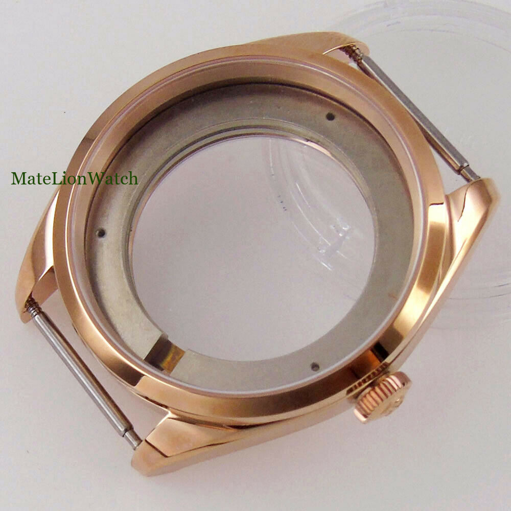 For Miyota 8215 DG2813 40mm Polished Sapphire Watch Case 316L Silver/Rose Gold