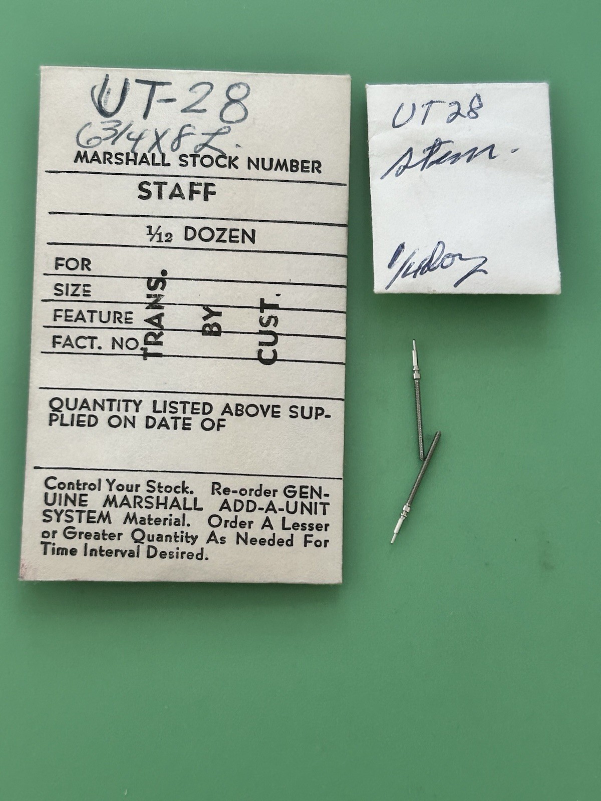 Unitas (UT) – Cal. 28 – Winding Stem – Part 401 – .86 mm – Tap 10 – 16.8 mm long