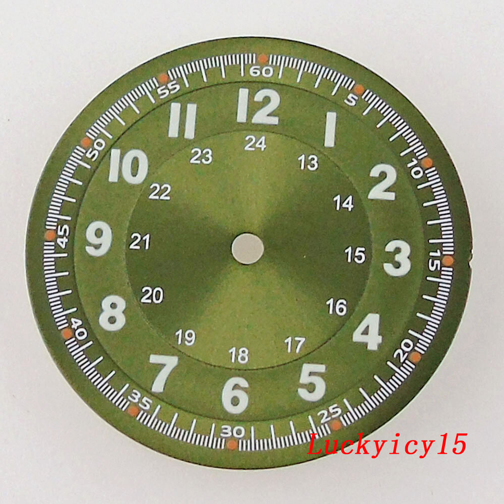 MOD New 29mm Sunburst Red Arabic Numerals Watch Dial For NH35 NH36 NH38 Movement