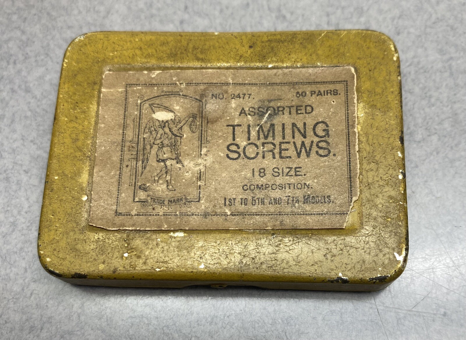 Antique Elgin Watch Timing Screw Tin 6 Inner Tins And A Few Screws Parts