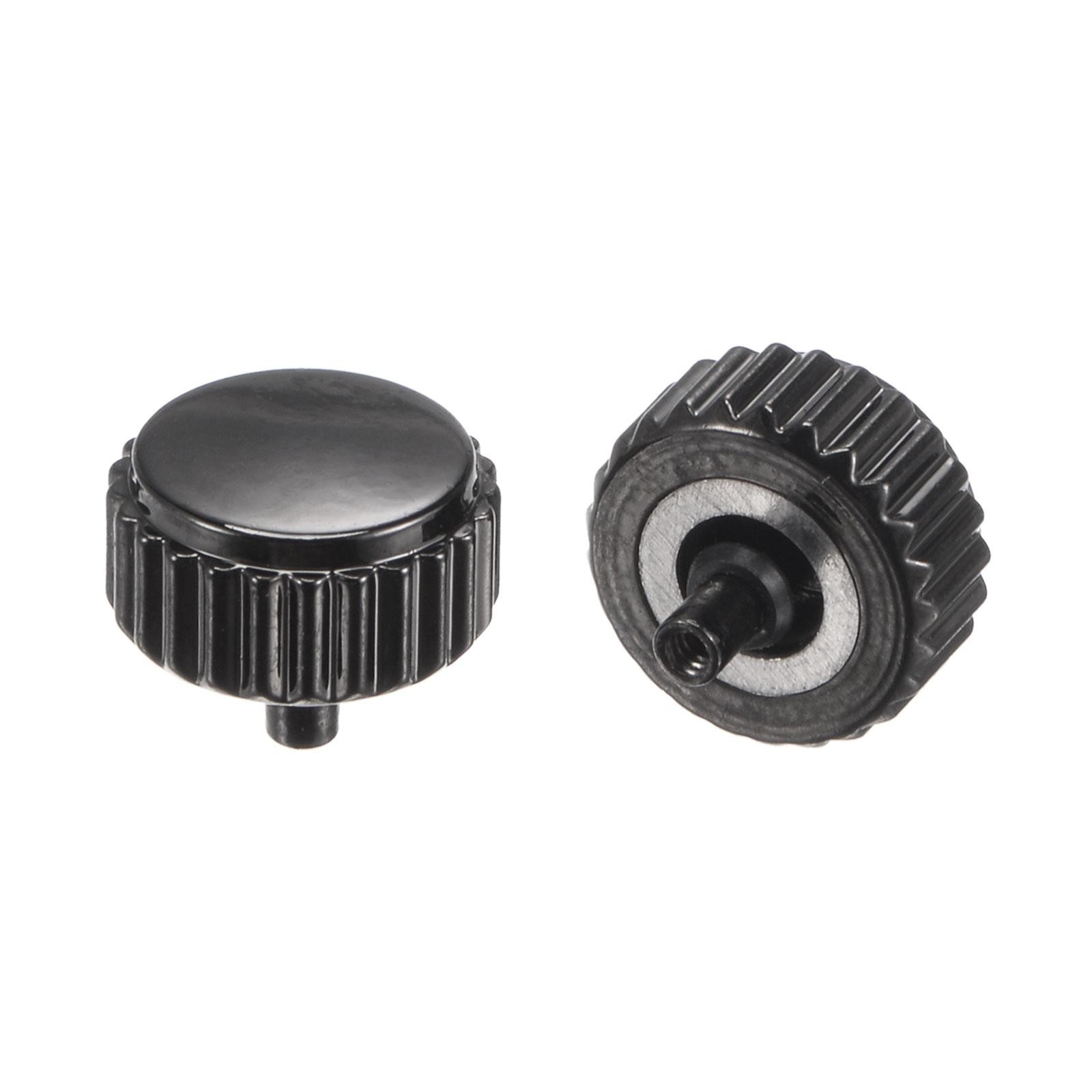 2Pcs 5.5×6.5mm Watch Crown SUS304 Flat Head Long Stem Watch 2.5mm ID Black