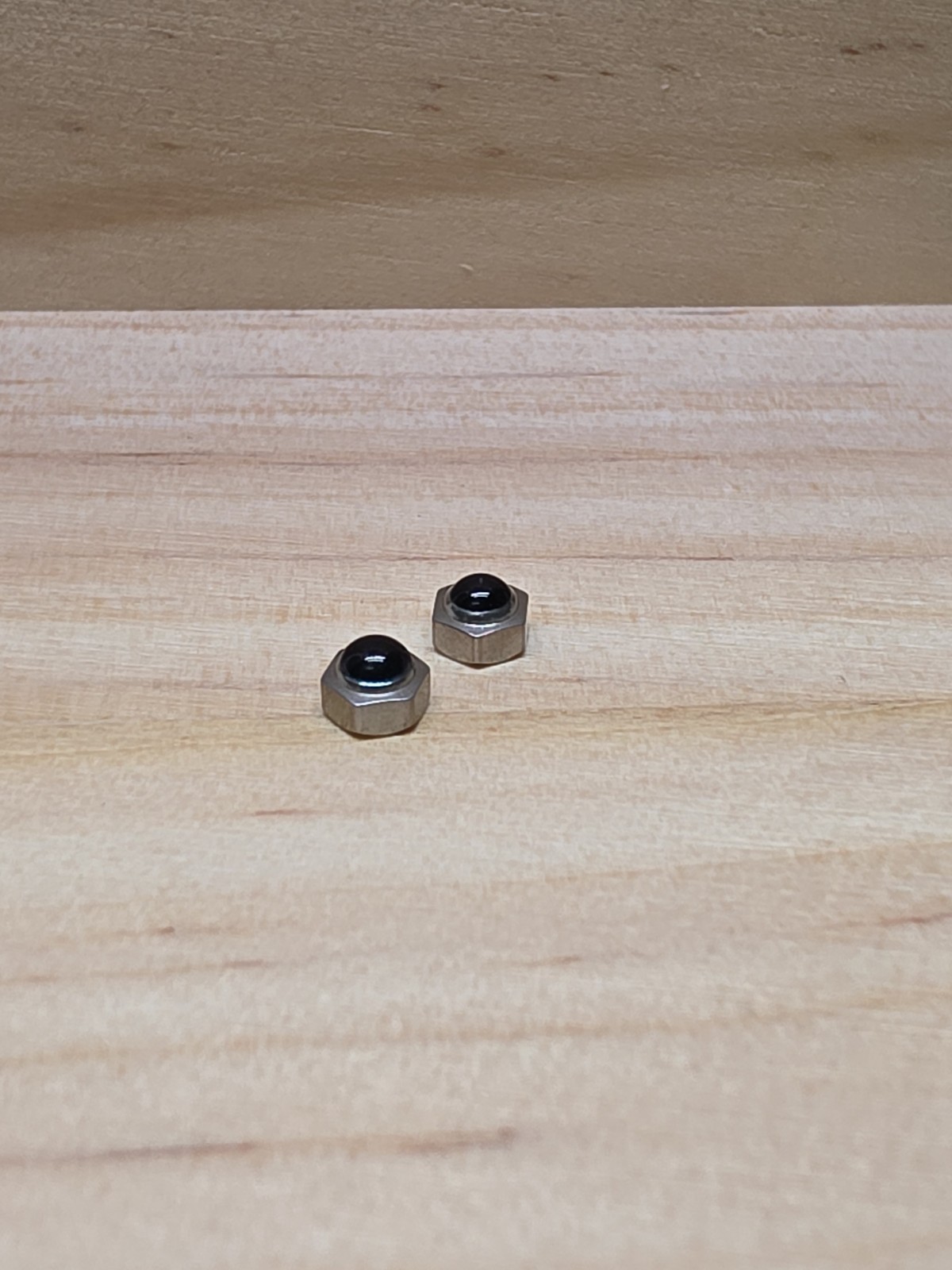 Lot Of 2 NOS Black Cabochon Silver-Tone Wristwatch Crowns Tap 11-4.5mm Diameter
