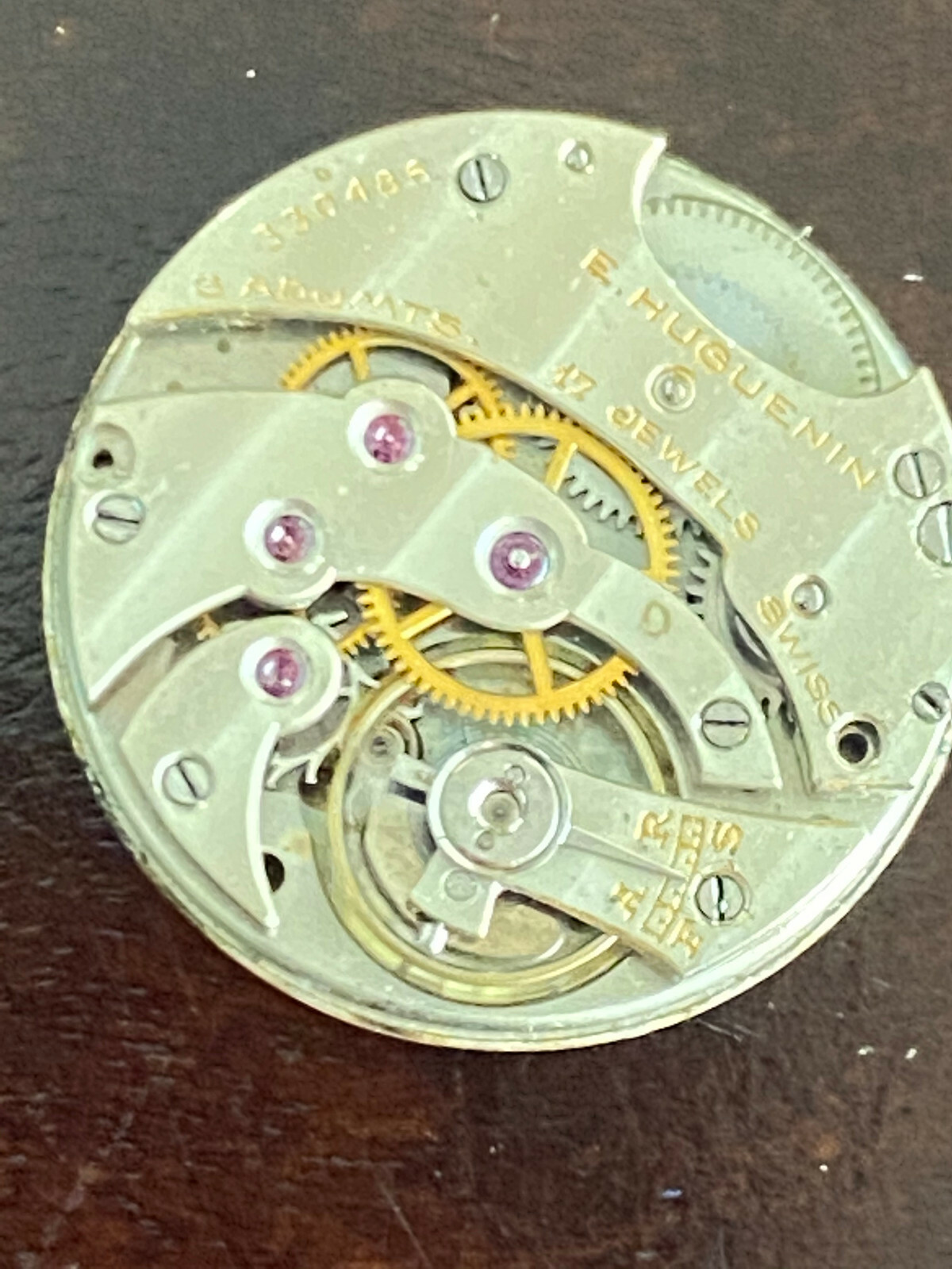 VINTAGE 18.9MM E.HUGUENIN BAILEY BANKS AND BIDDLE CO. WRIST WATCH MOVEMENT