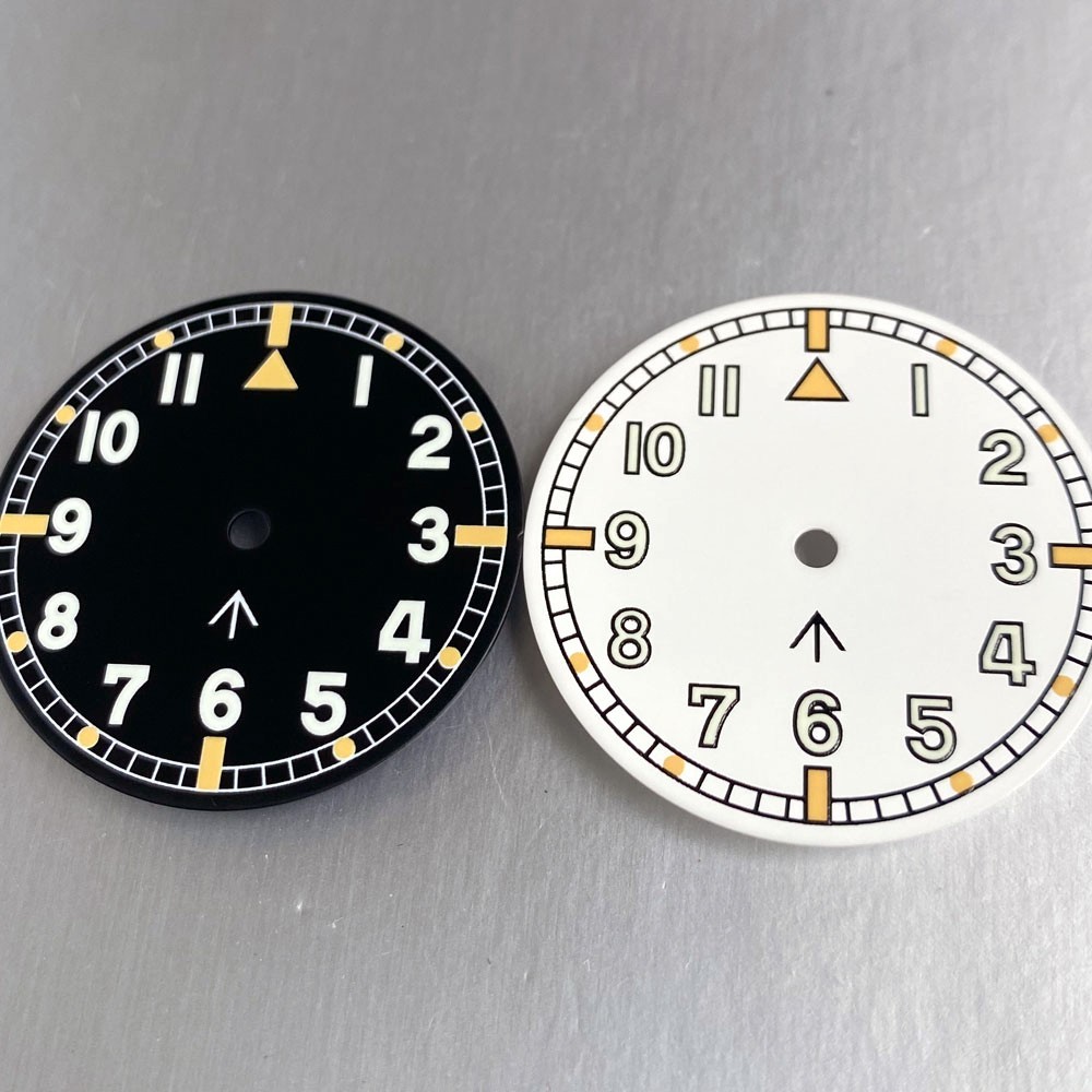 Luminous 29mm Black White Pilot Watch Dial Fit NH35 NH36 ETA2824 Miyota8215 Movt