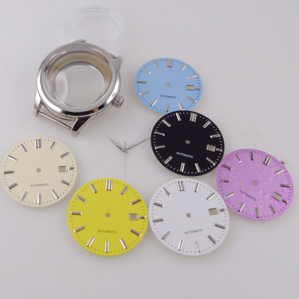 40mm Polished Steel Watch Case Dial Set fit NH35 20ATM Waterproof Bow Sapphire