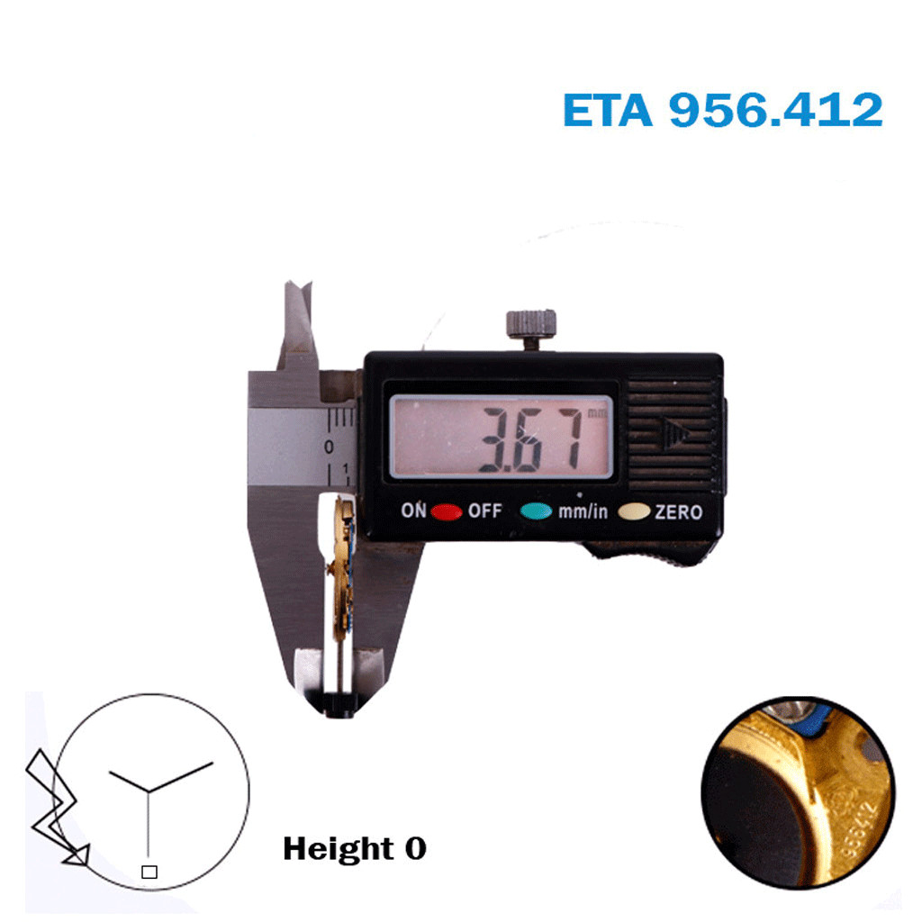 ETA 956.412 Swiss Made Quartz Movement-Gold Date Disk At 6- 3 Hands- Height :0.