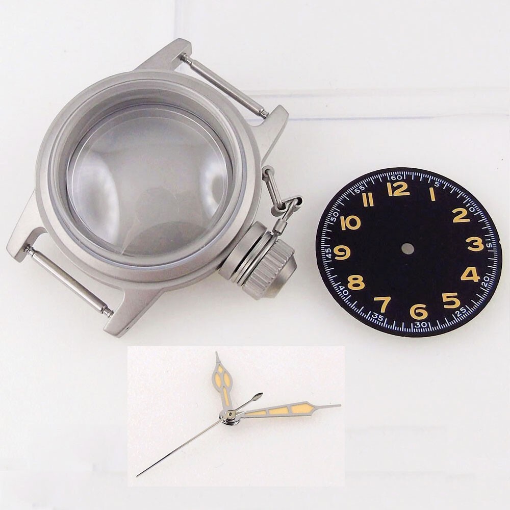 36mm Sandblast Watch Case+Sterile Dial+Hand Bow Sapphire Glass Fit NH35A NH36A