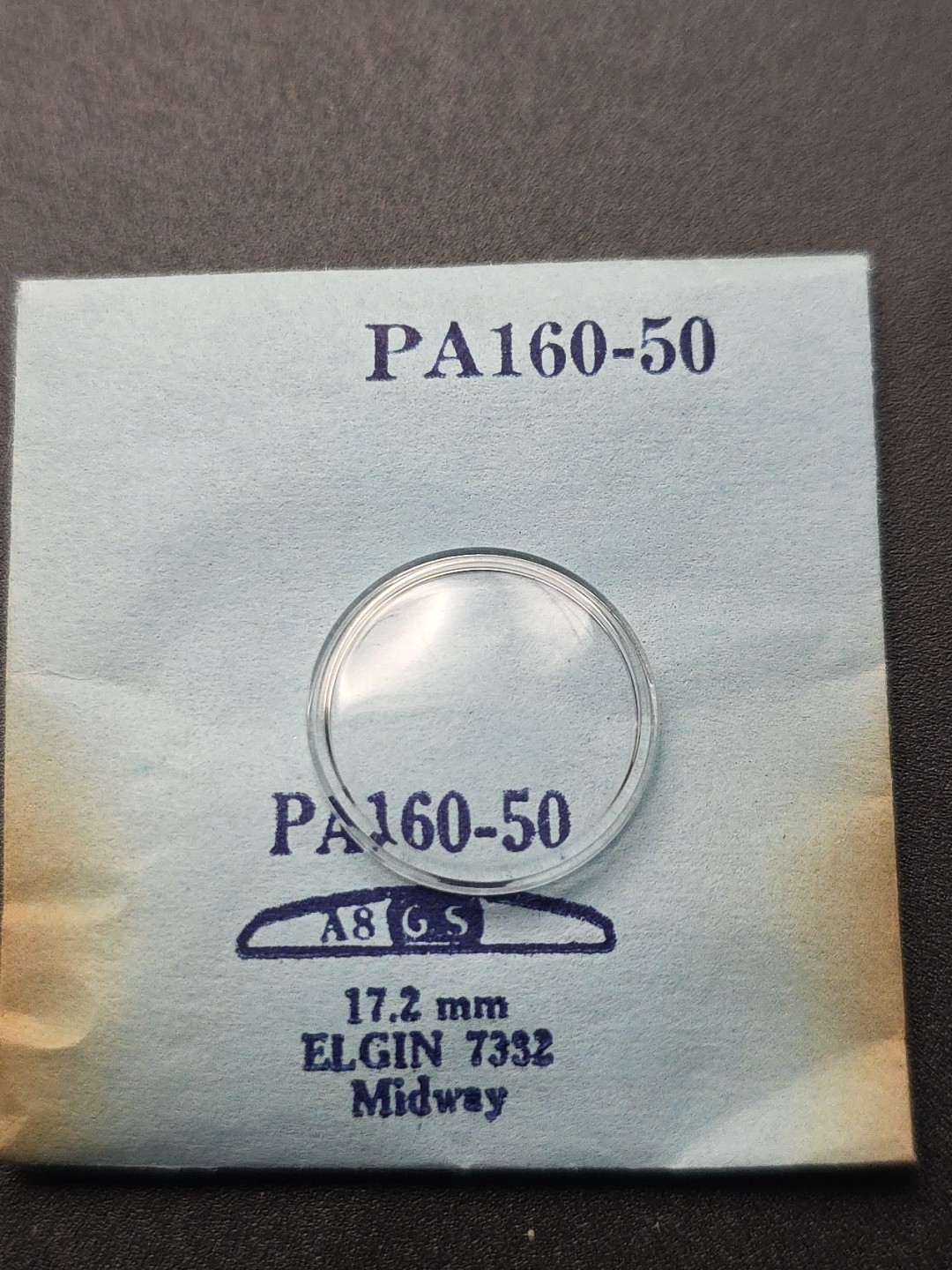G-S Watch Crystal PA160-50 17.2mm Elgin 7332 Midway