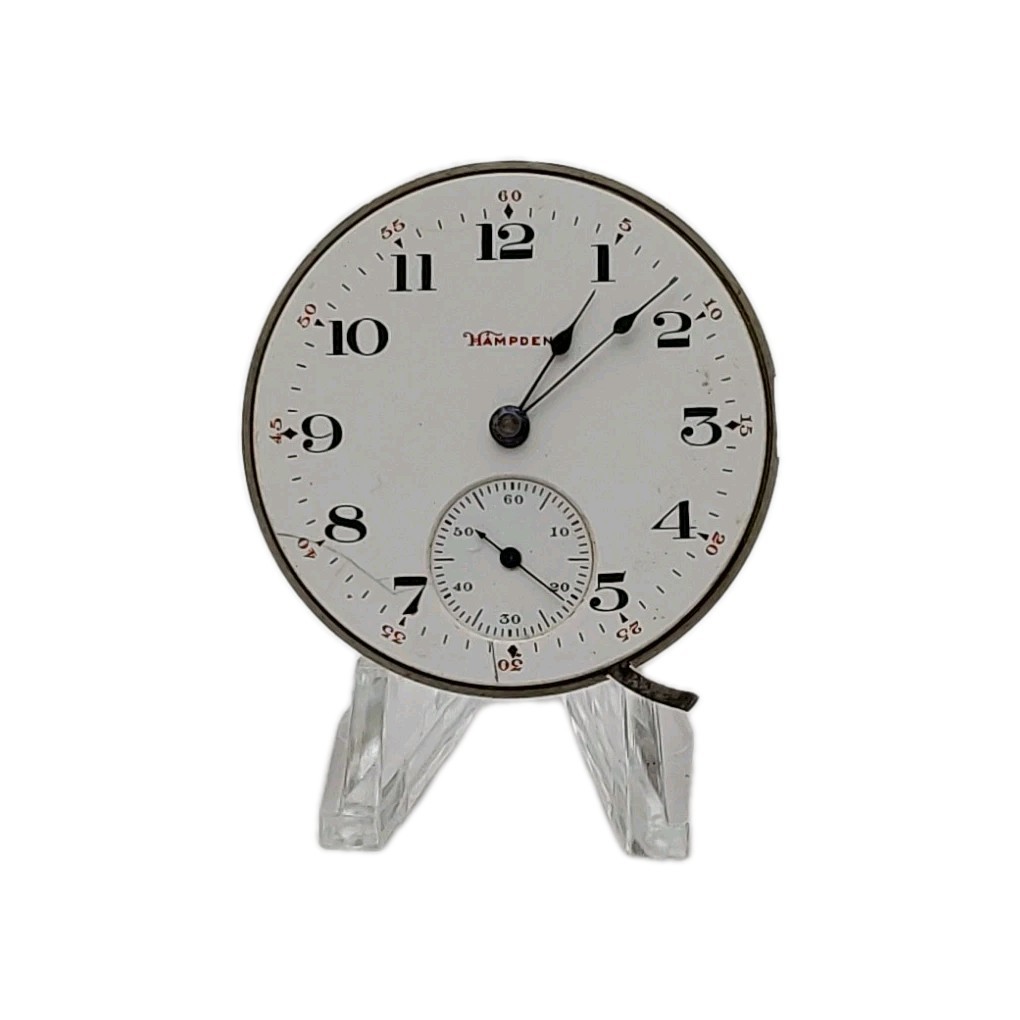 Hampden Gen Stark 12s Movement Sunk Enamel Dial Hands Pocket Watch Parts 680