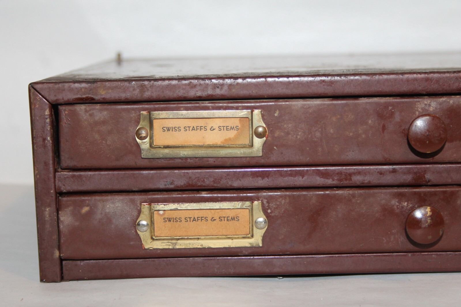 Swartchild & Co 2 Drawer Metal Cabinet w/ 217 vials Swiss Staffs & Stems