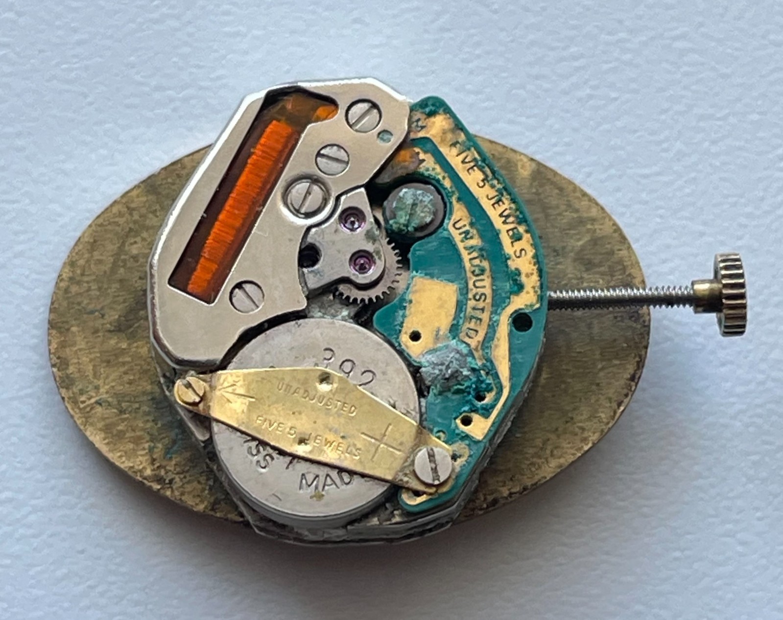 Caravelle Bulova Ladies Watch Movement Oval Gold Tone Dial Parts Repair 5 Jewels