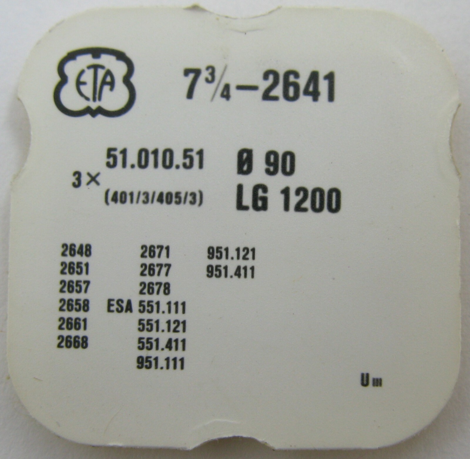 ETA 2641 2648 2651 2657 2670 2671 2678 … watch movement part 401 winding stem