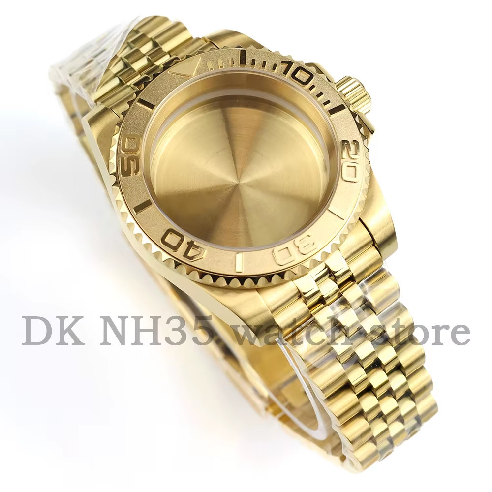 40mm NH35 Gold Stainless Steel Watch Case Jubilee Bracelet Fit SUB GMT NH34 NH35