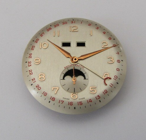 VENUS 203 dial with hands, triple calendar moonphase small second NOS SM, RAR!