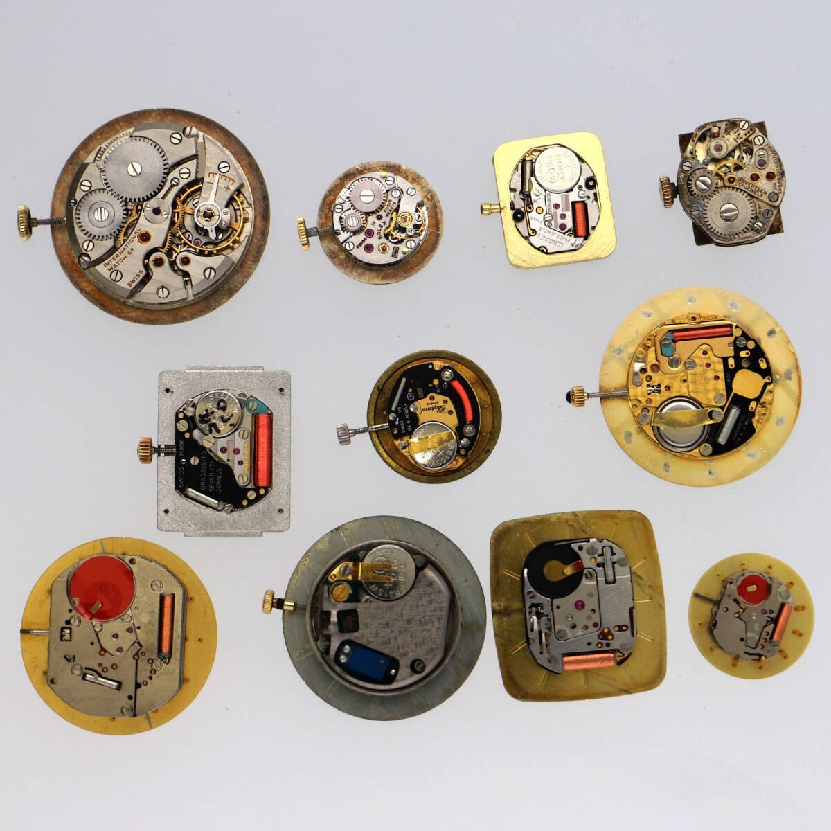 Rolex, etc Movement Watch Parts Lot 11pcs set Wrist Watch Parts Junk item
