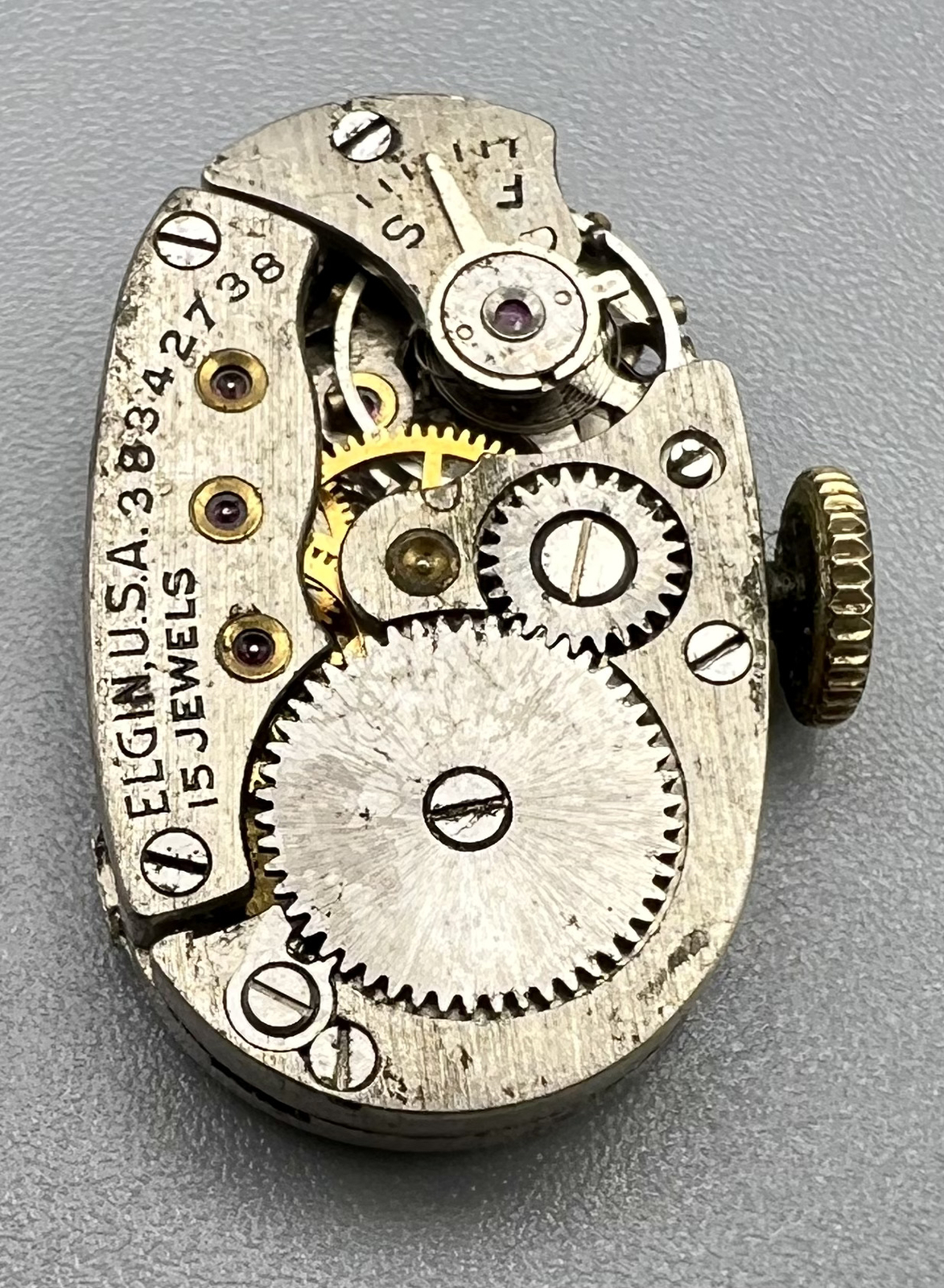 1940 ELGIN Grade 541 WATCH MOVEMENT 15J 21/0S for Parts Repair Dial LOT A20
