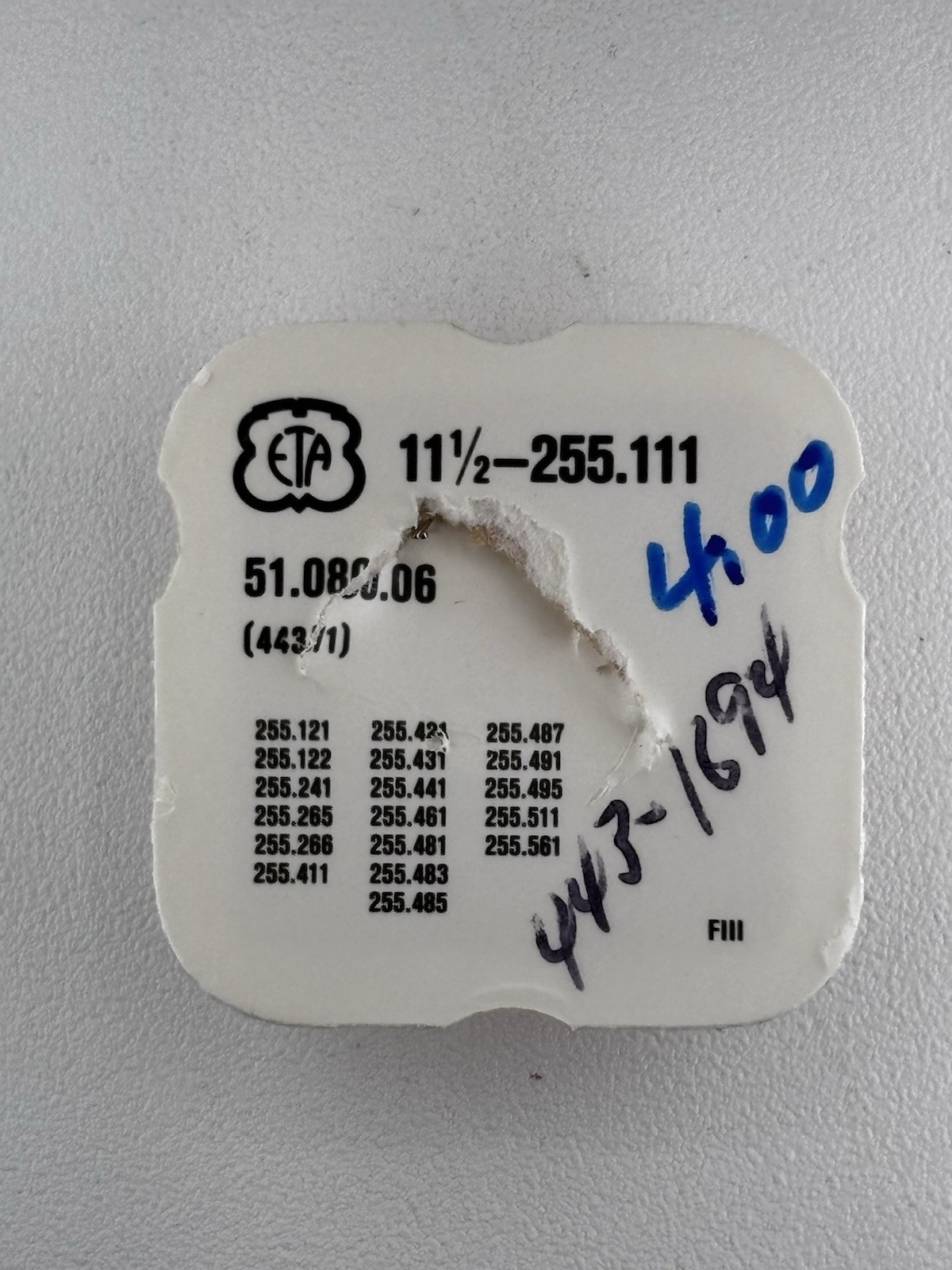 Genuine ETA 255.111 Set Lever Detent Watch Part #443/1 NOS