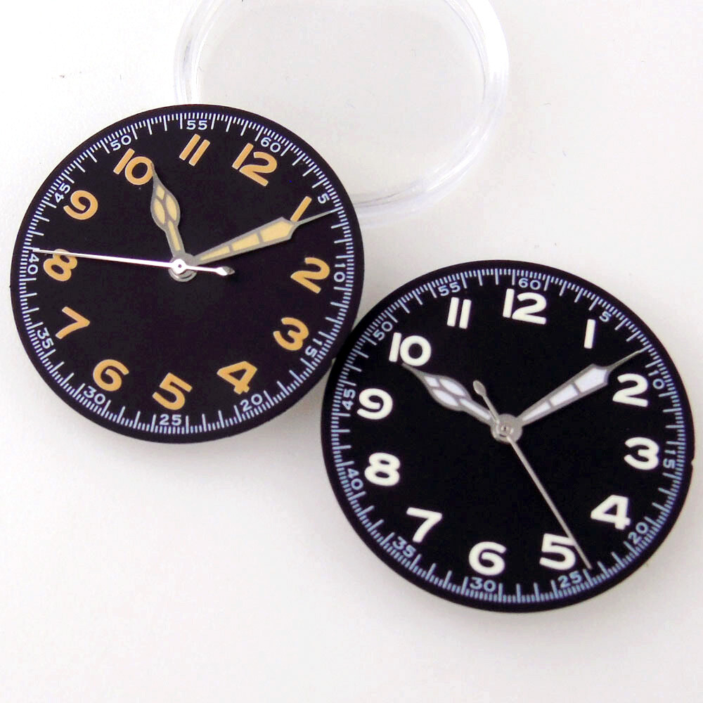 29mm Vintage Black Sterile Dial Face Fit NH35A NH36A Auto Movement Arabic Number