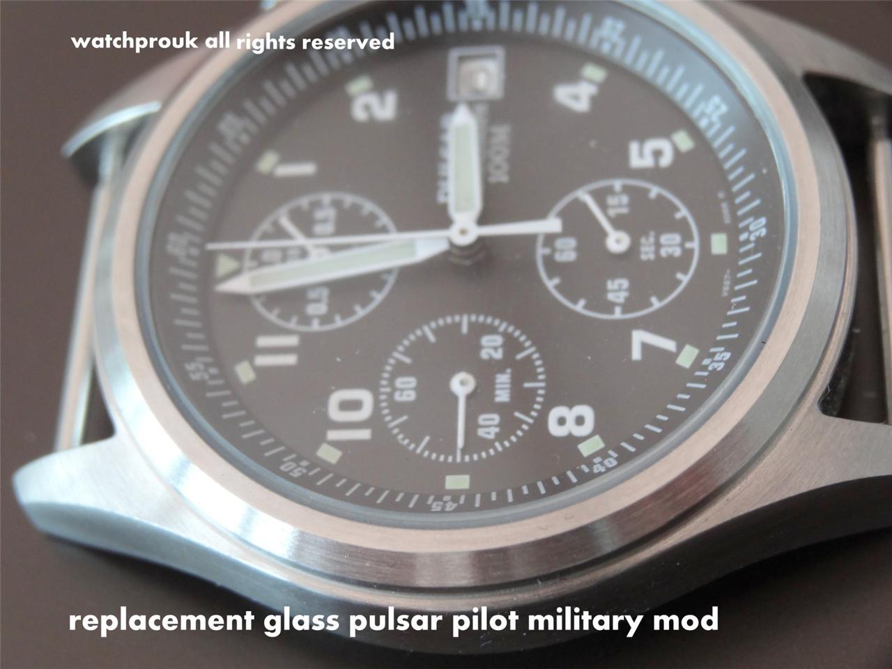 GLASS FIT PULSAR Military RAF NAVY ARMY Pilot Chronograph V657-X063 YM92-X170
