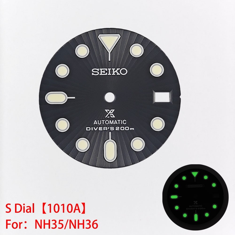 For Seiko 28.5mm Watch Dial Green Luminous Fit NH35 NH36 Movement Watches Faces