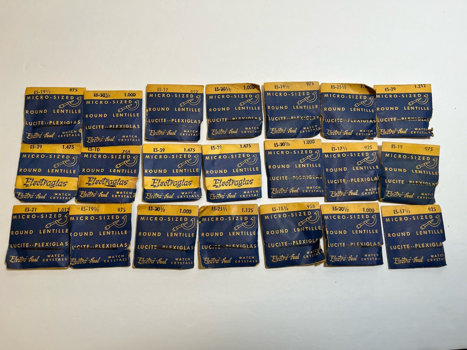 Lot of 21 Electroglas & Electro-Seal Micro-Sized Round Watch Crystal – NEW NOS
