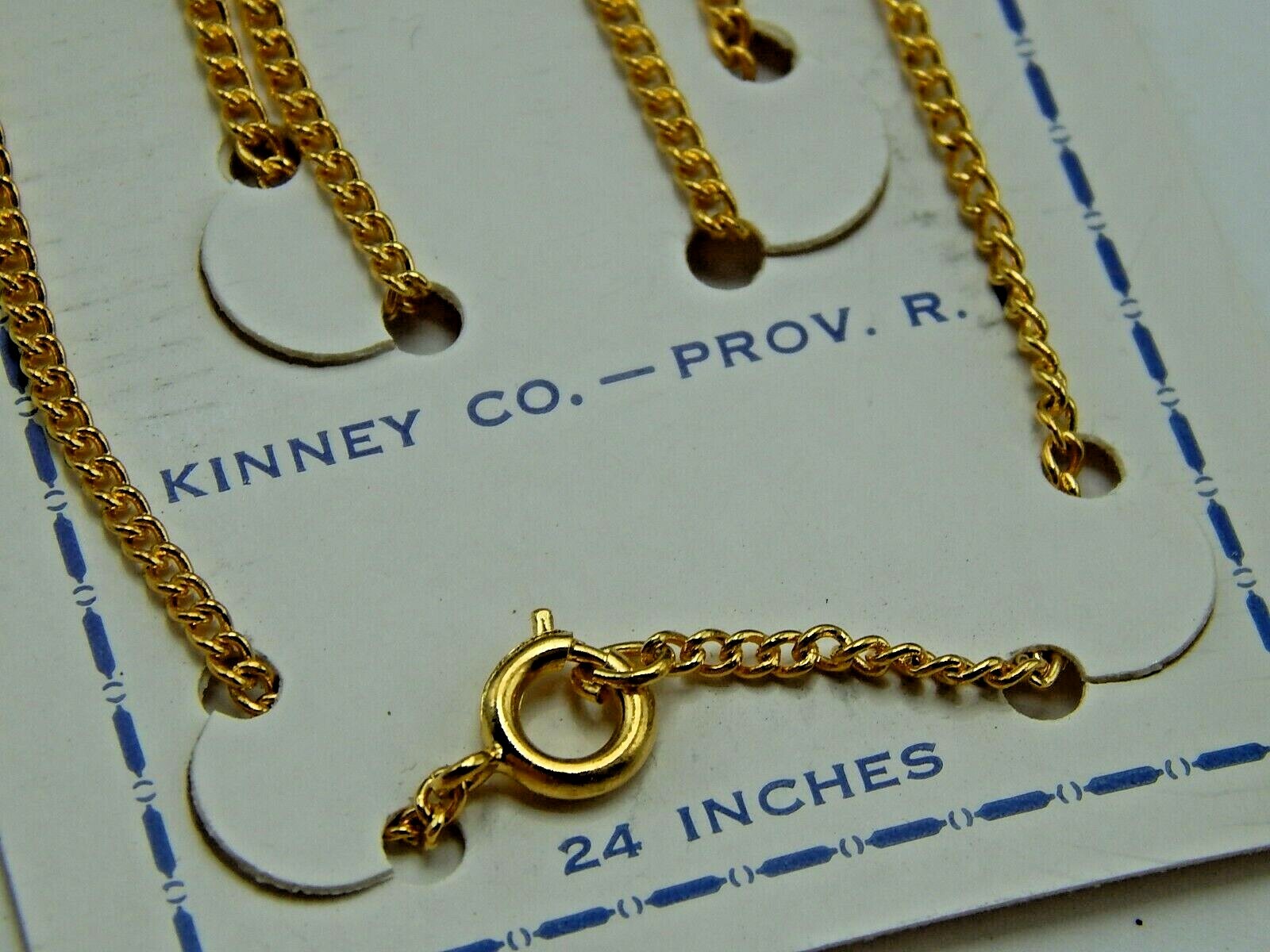 Vintage 1950s Kinney Co KCo Gold Plated 24 inch chain necklace New On Card NOS