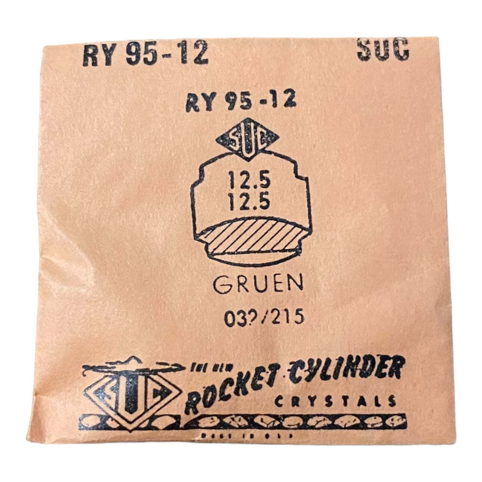SUC RY95-12 RY 95-12 Watch Crystal 12.5×12.5 NOS Part Rocket Cylinder Gruen