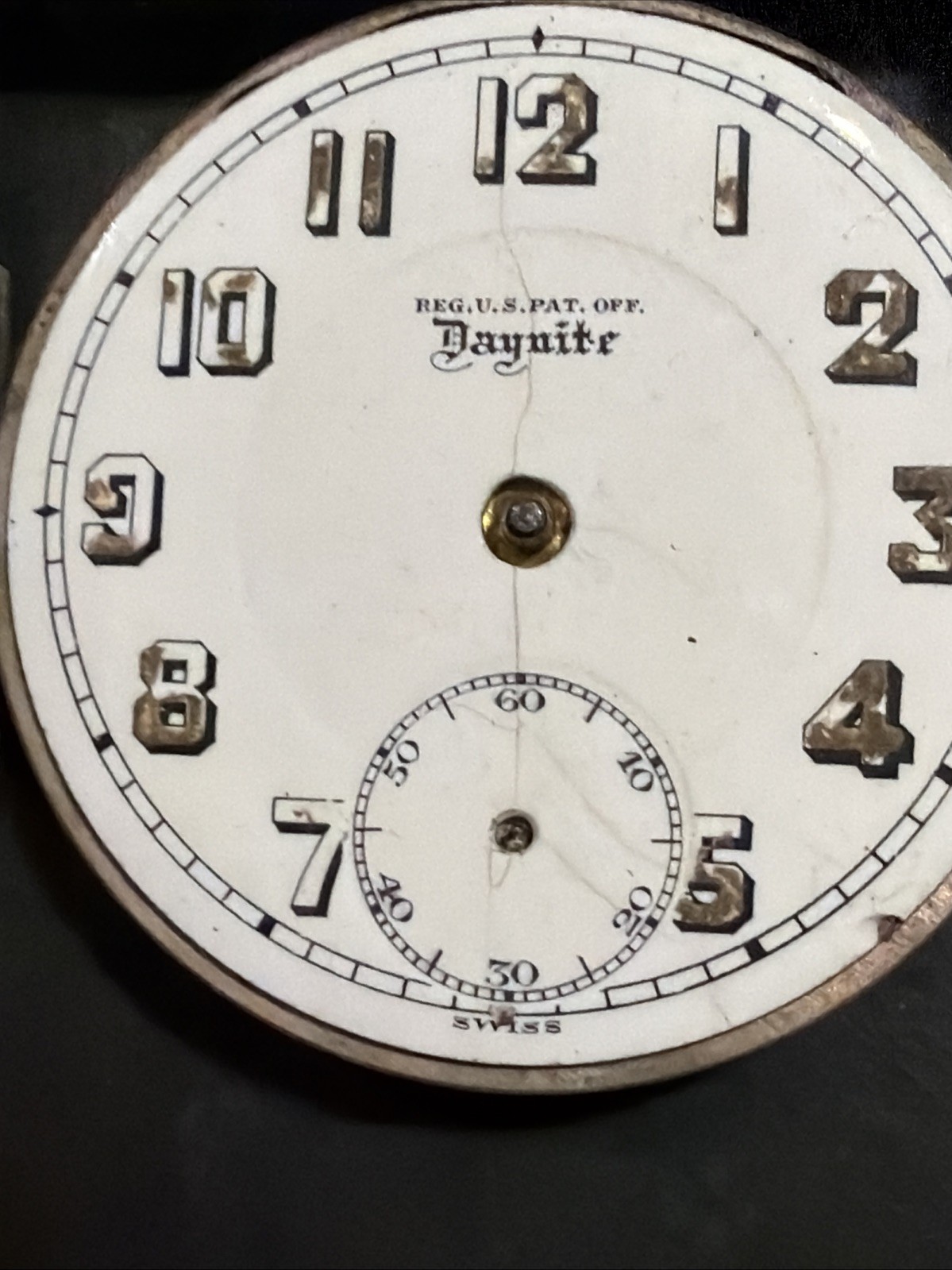 AM43 VTG Barclay Daynite 7j Pocket Watch Movement 42mm – Parts/Repair As Is**