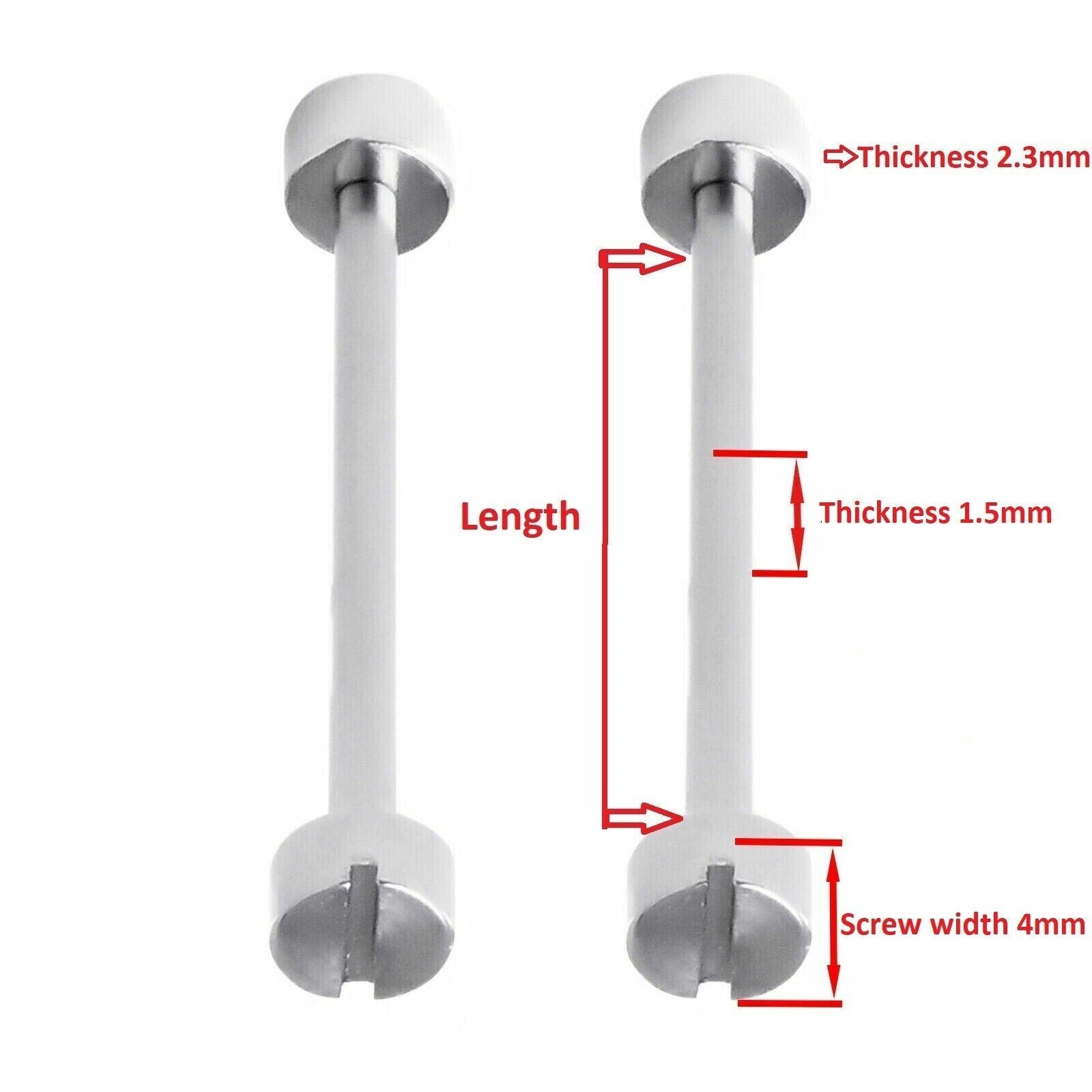 2 PC 16,18,20,22,24,26,28,30MM TUBE & SCREW PIN FOR INVICTA WATCH STRAP BAND S/S