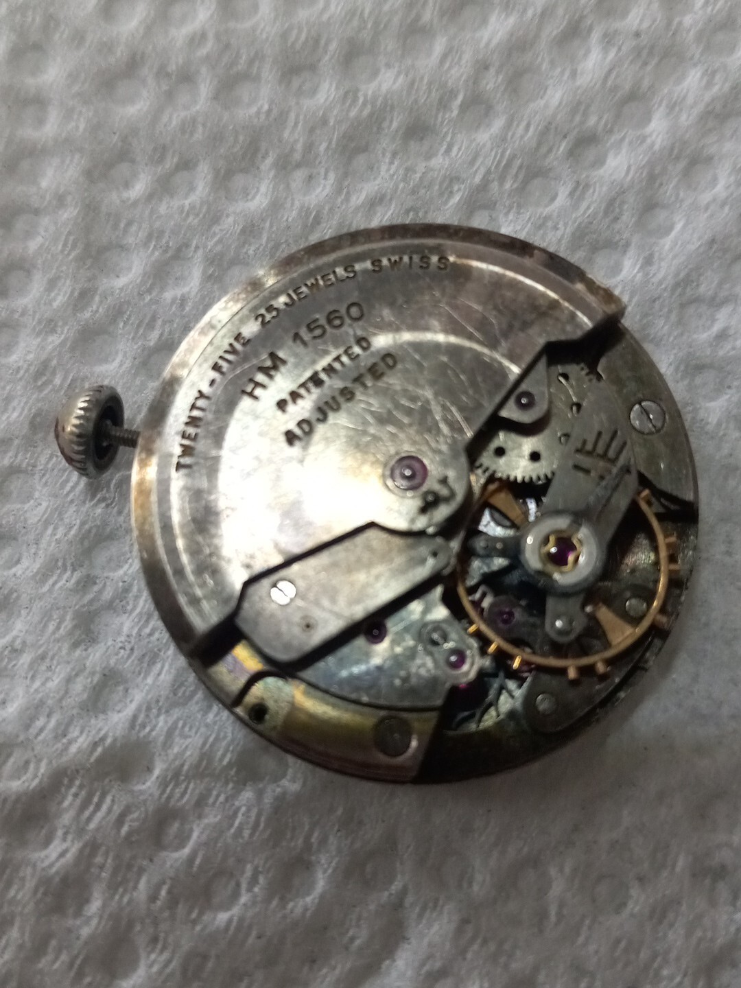 Vintage Mens 25 jewel automatic watch Movement For Parts /HM 1560