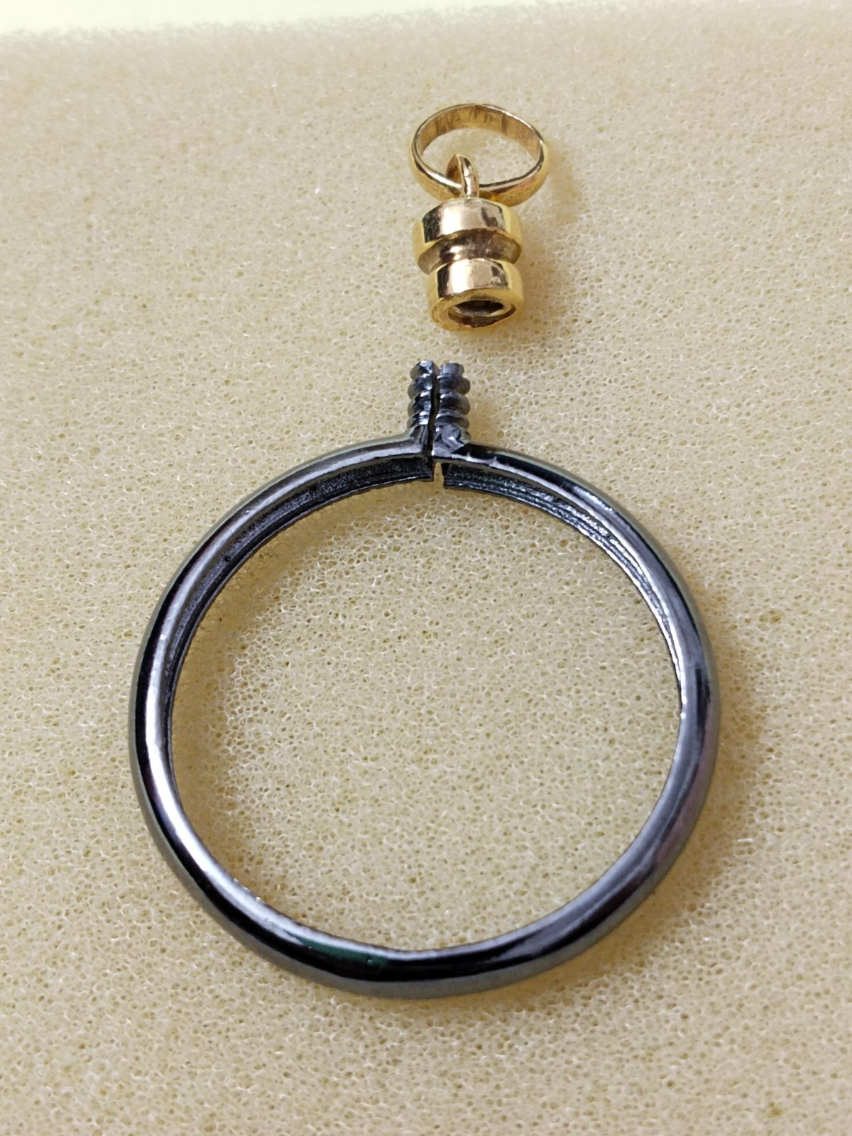 925 Sterling Silver Round Adjustable Bezel Pendant Blank: Coin Connector Setting
