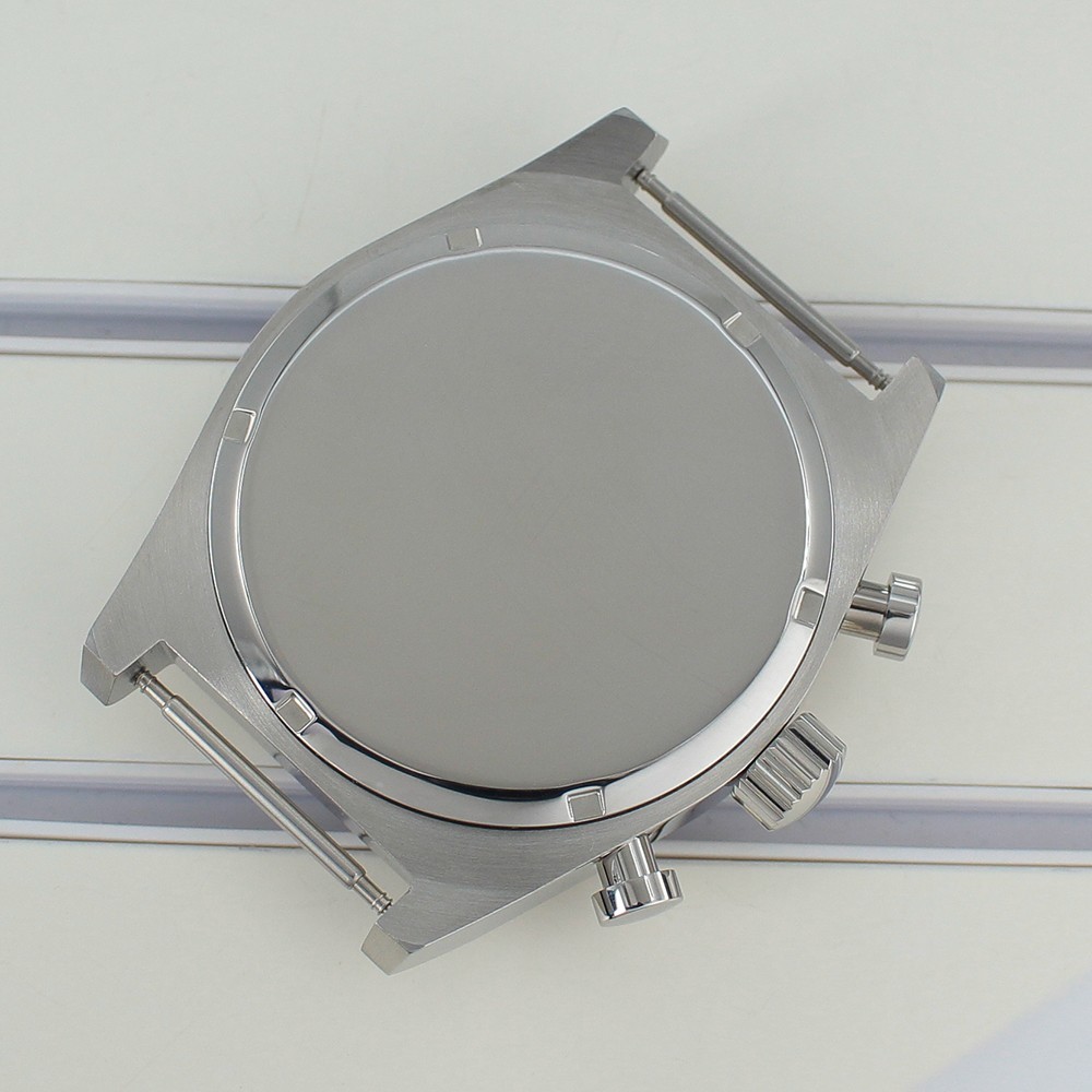Chronograph Brushed Steel Aviator Watch Case 46mm 10ATM For Miyota OS00 Movement