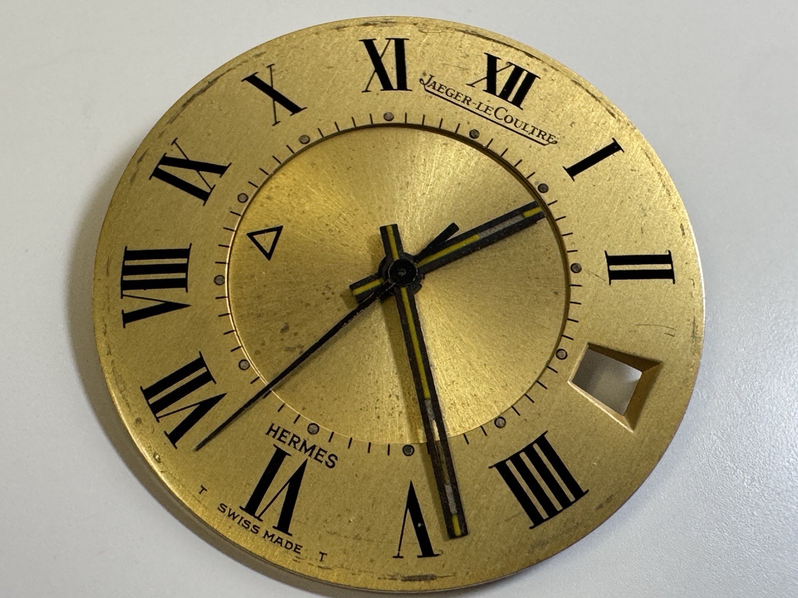 jaeger lecoultre x hermes swiss made alarm dial roman numerals rare collectible