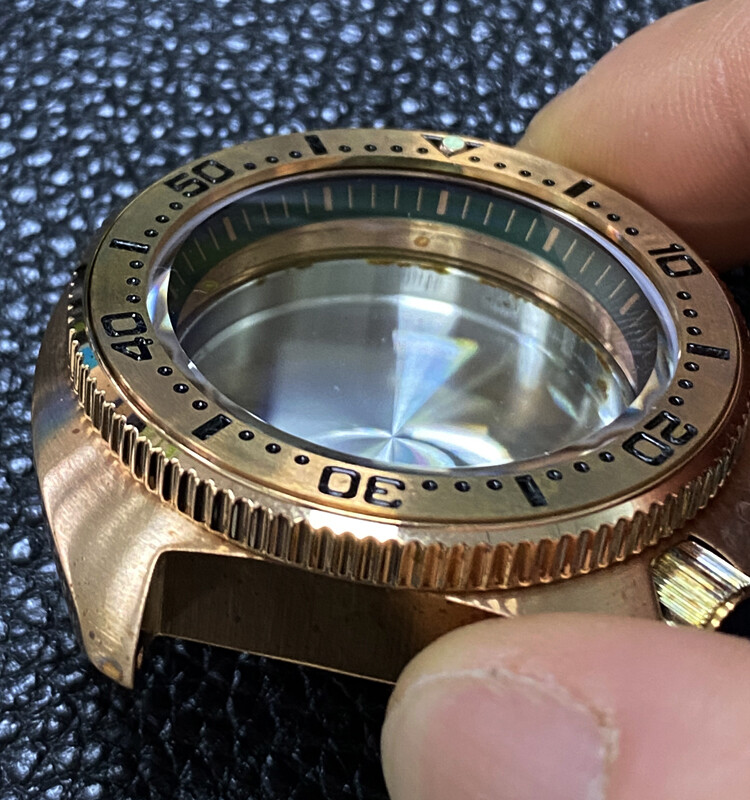 46mm Solid Bronze Diver Watch Case Sapphire 20BAR Fit NH35 NH36 Movement