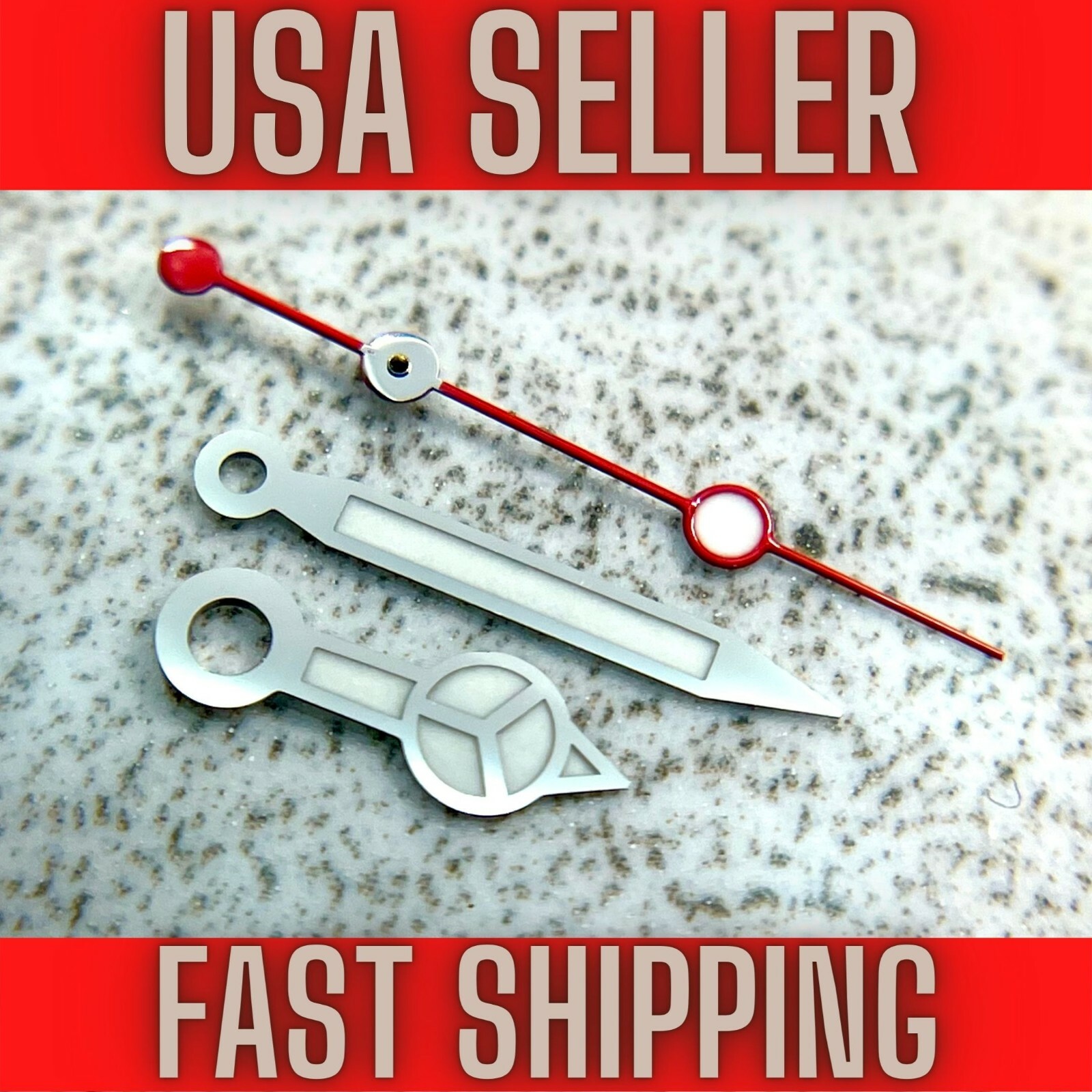 Silver/Red “MERC” Hands For Seiko NH35,NH36,7s26,7s36 SKX007.Green Luminous
