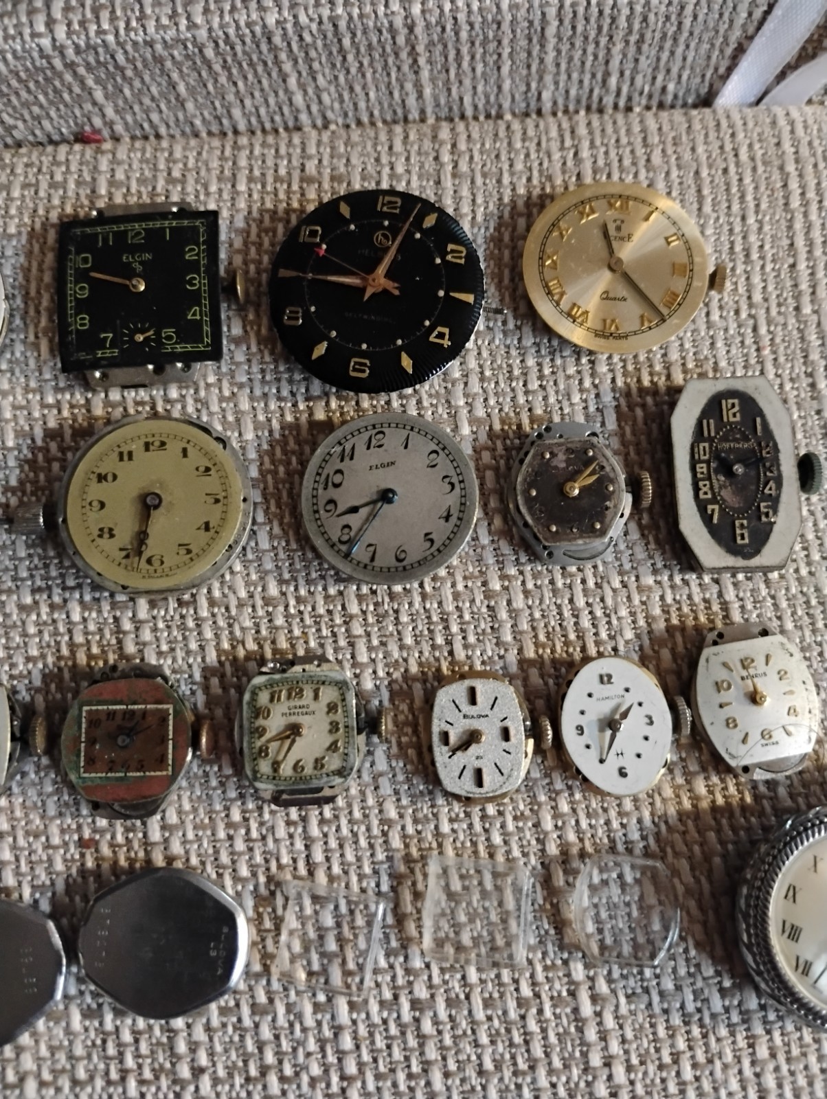 Vintage Watch Movement & Dial Lot Elgin Waltham Wittnauer