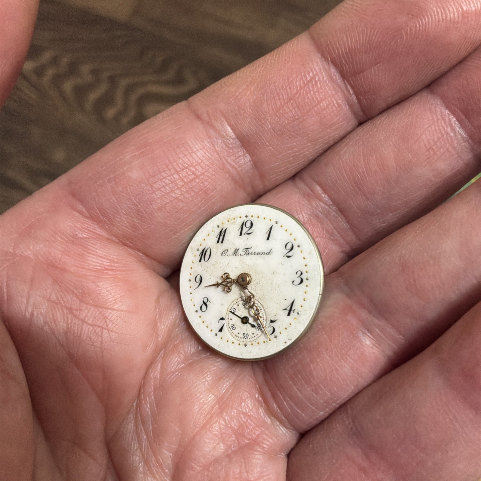 Antique Swiss O. M. Farrand High End Pocket Watch Movement 23.5mm Parts/Repair