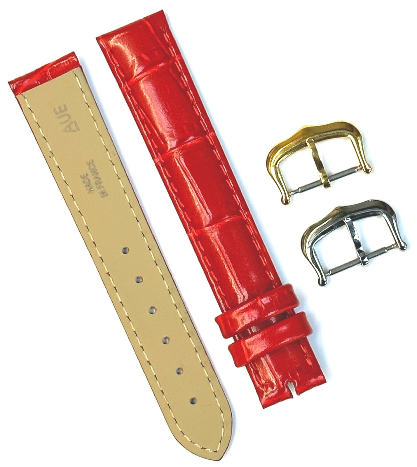 Watch Band For Cartier Tank Antique Alligator Grain Size 15x14mm Red Color