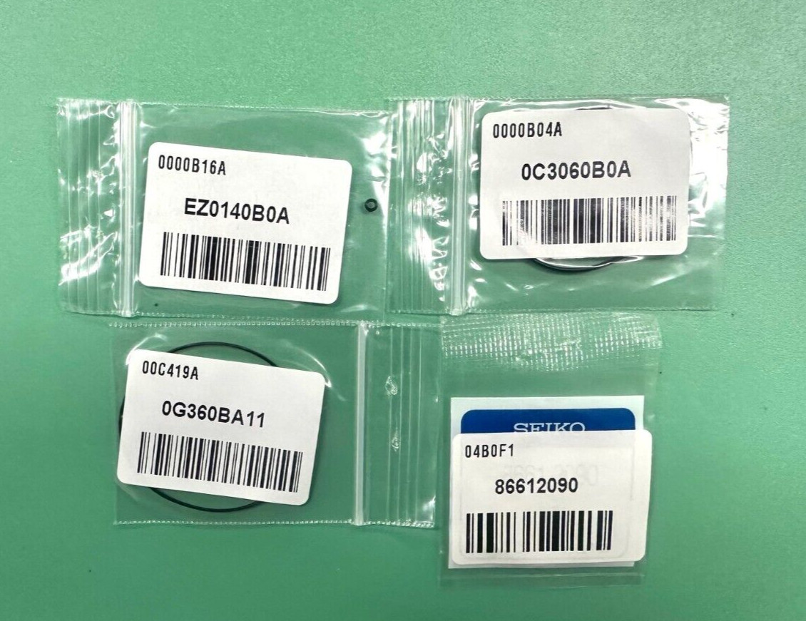 SEIKO SRP043 SPORK 4PC GASKET SET(BEZEL-GLASS-CASE BACK-CROWN/STEM) GENUINE NEW