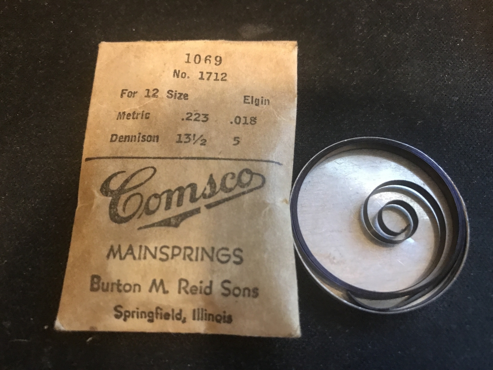 Comsco Mainspring #1069 for Elgin 12s Factory No. 1712 – Steel