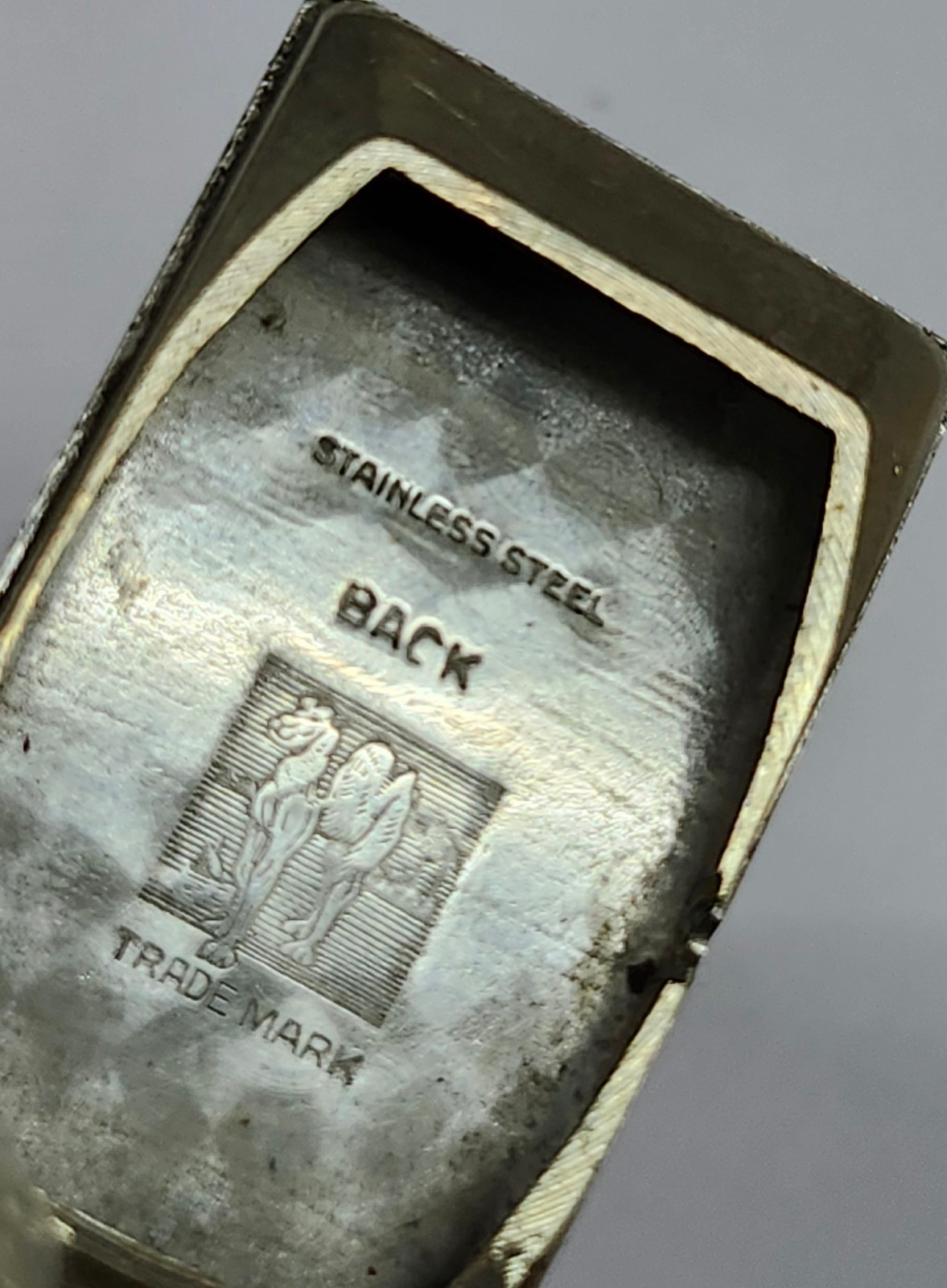 15-Jewel Rectangular Watch Movement & Stainless Steel Back Case — Parts / Repair