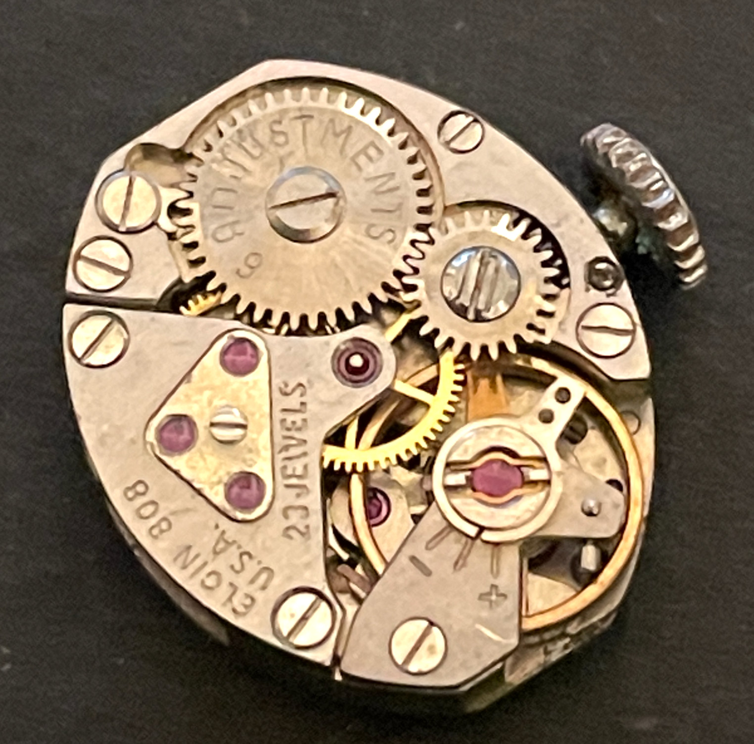 Vintage Lady Elgin Cal 808 Women’s Watch Movement Good Balance 23 Jewels 23j USA