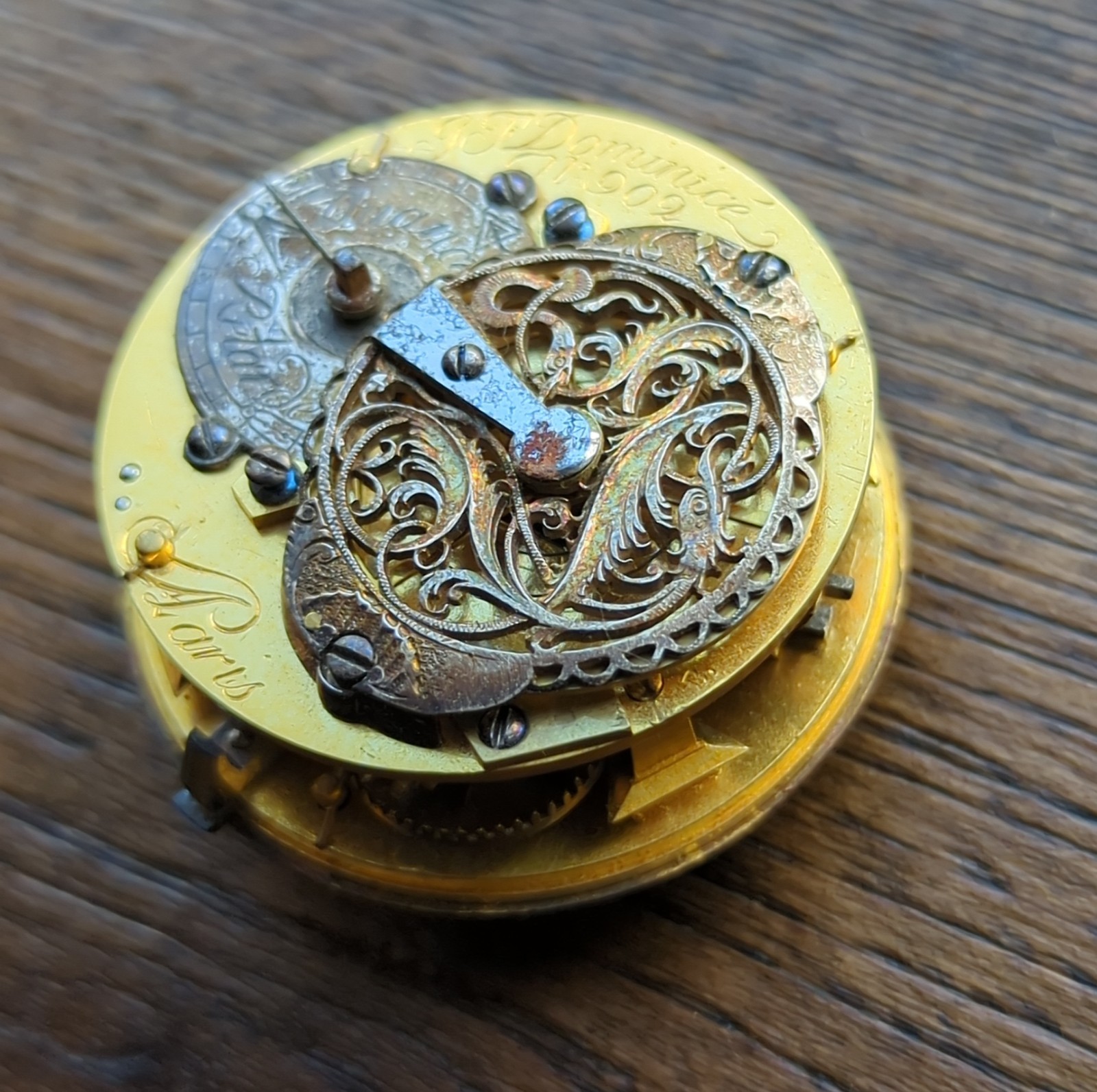 Jean-François Dominicé Verge Fusee Pocket Watch Movement To Restore 18thC (AT39)