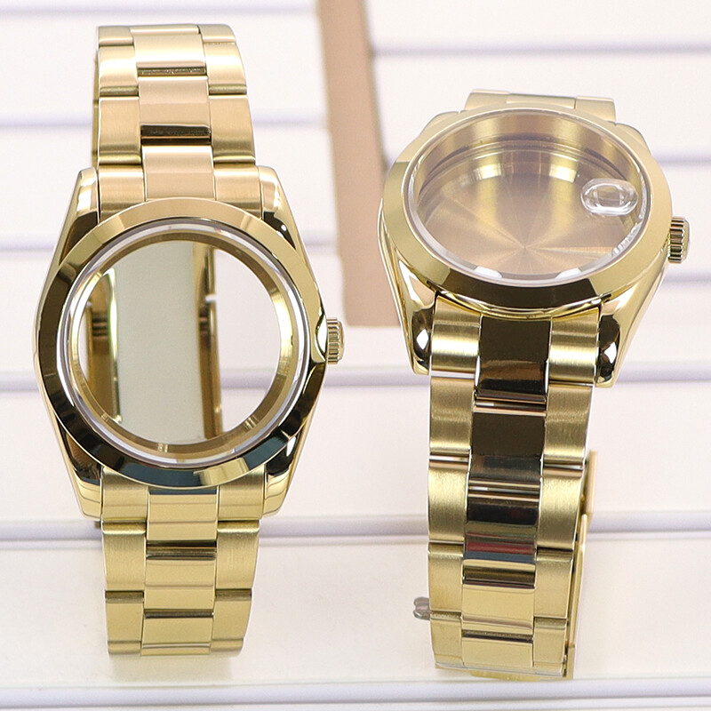 SUB Golden color 36/40mm Steel Watch Cases presidential strap For seiko nh35 36
