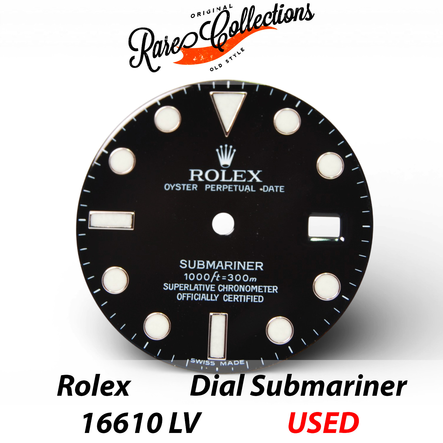 Date Submariner dial black Luminova used for Rolex (code dial 16610LV) Blac