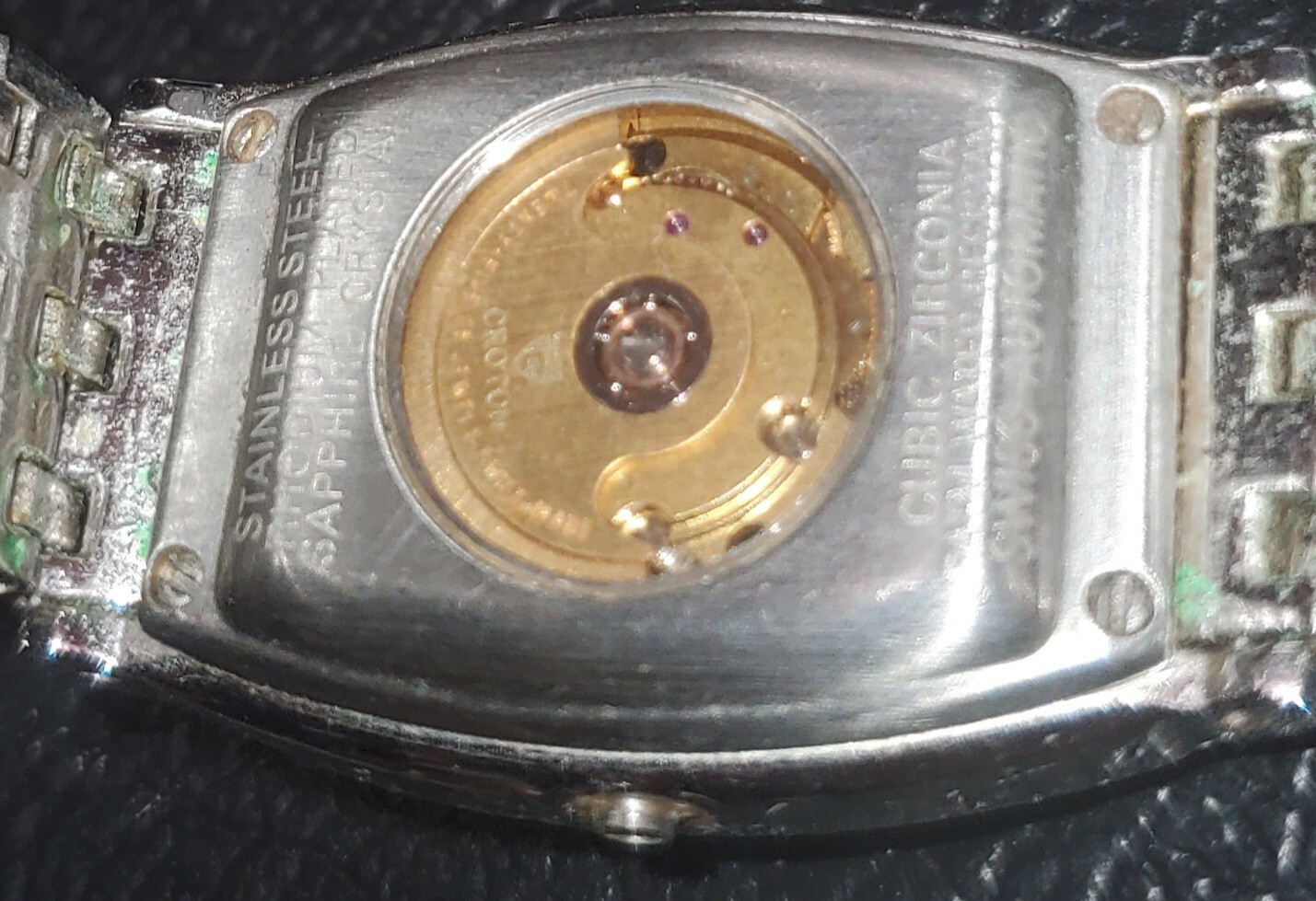 Croton Automatic Gemmed Watch Sapphire Crystal Silver 25 Jewels Mother Of Pearl