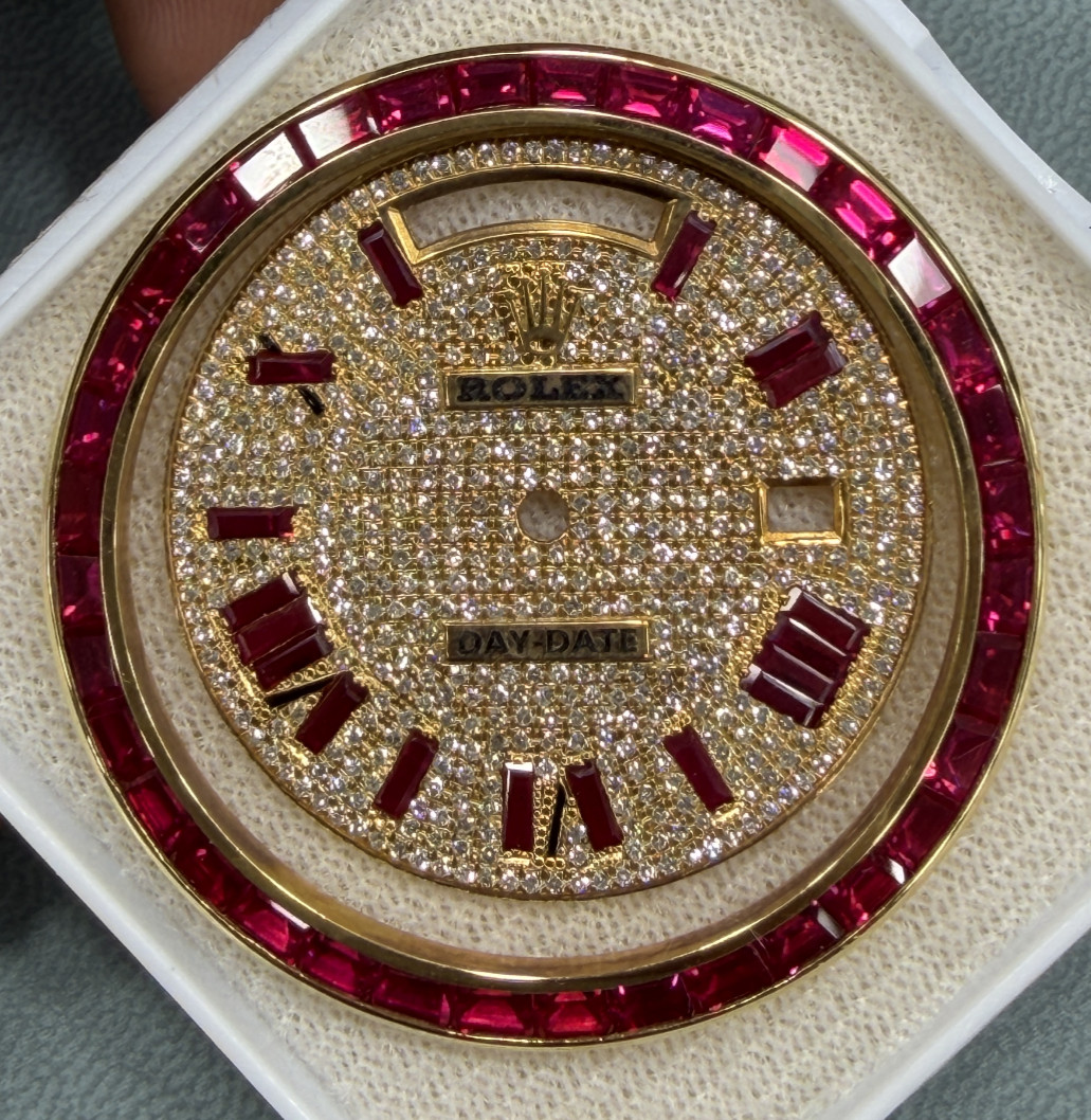 Rolex Day-Date 40 228398TRU Ruby Diamond Dial & Bezel Replacement Parts