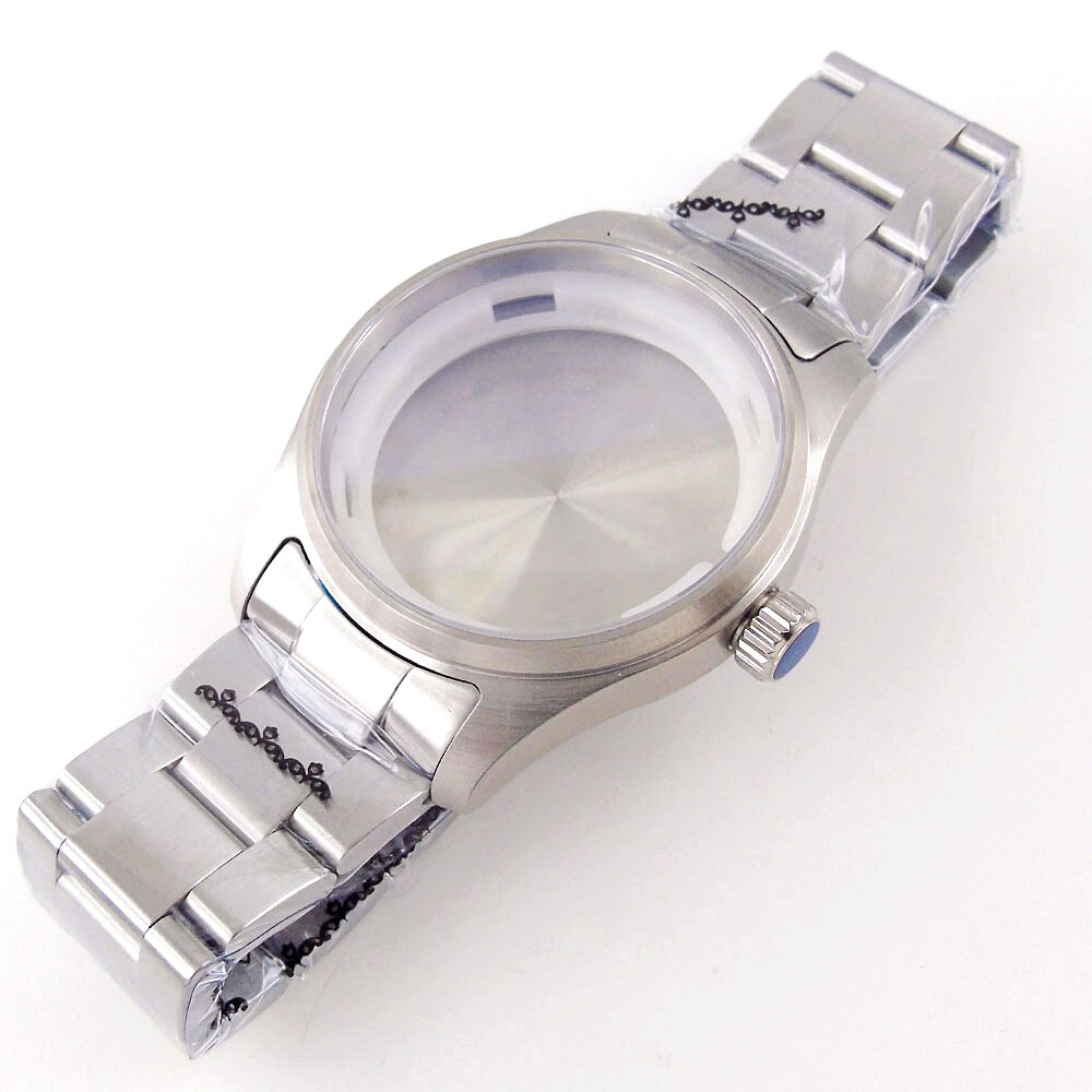 39mm Solid Steel Sapphire Glass Watch Case Bracelet Fit NH34 NH35 NH36 ETA 2824
