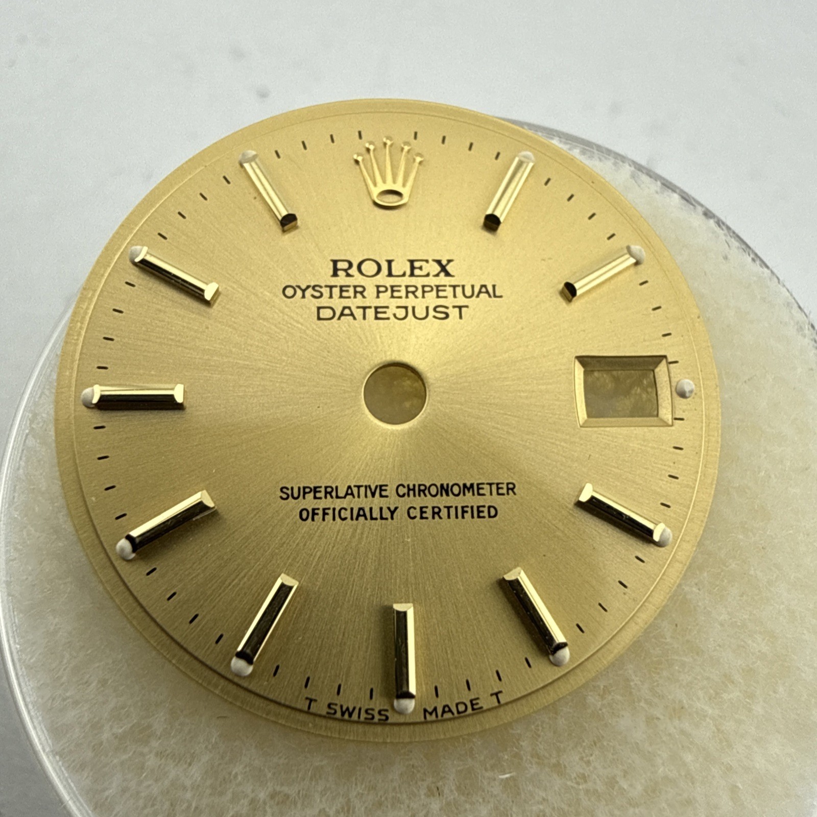 Genuine Rolex Oyster Perpetual Date Gold Dial 20mm NOS
