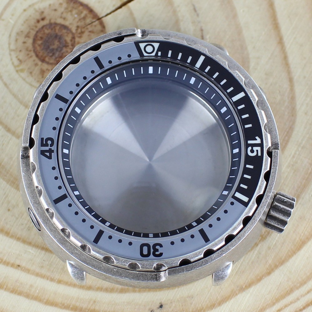 47mm Watch Case Silver Modify Tuna Can Mod Sapphire Steel For Seiko NH35 36 NH38